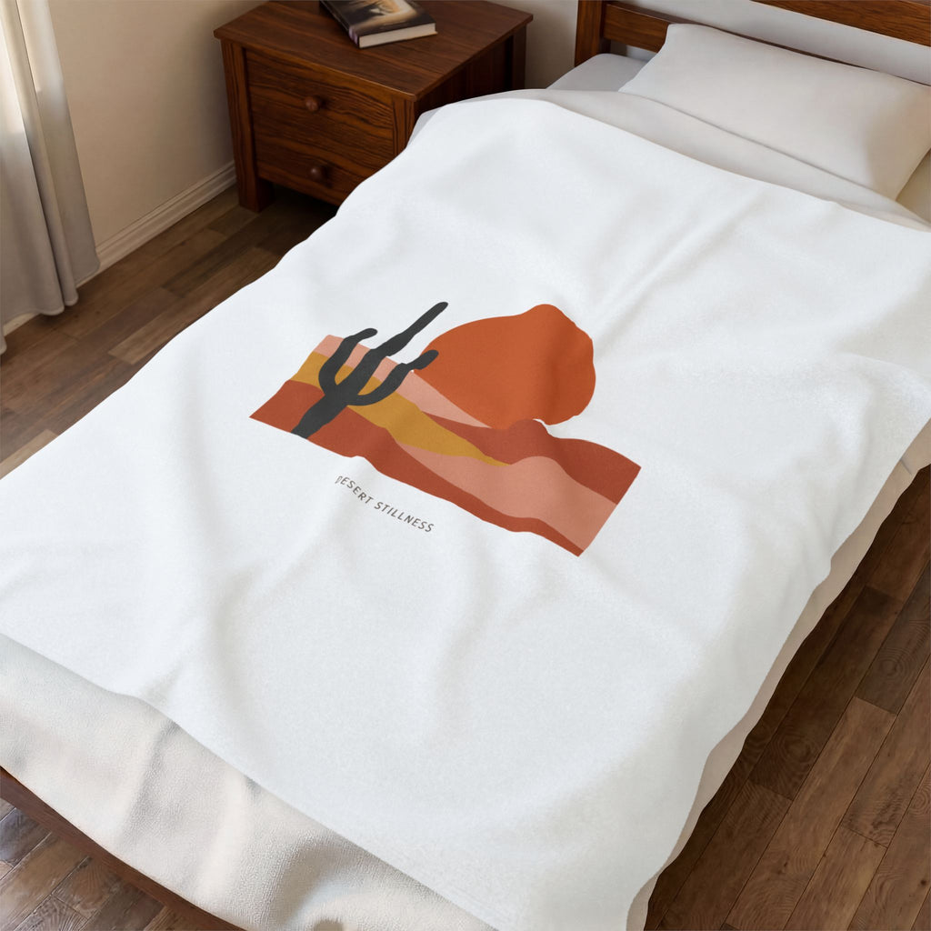 Desert Sunset Minimalist Mesa Velveteen Blanket | Southwestern adobe-inspired art