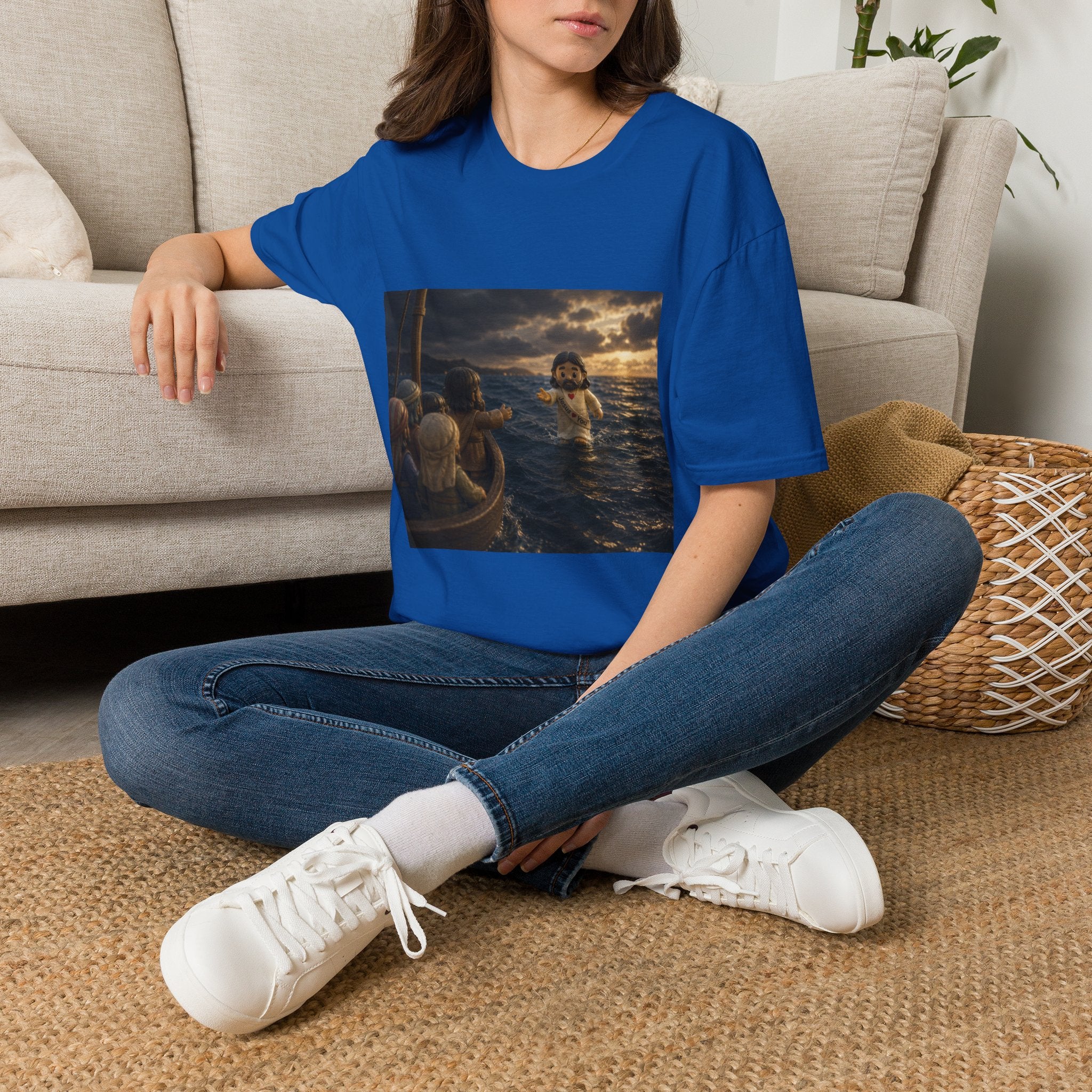 Tiny Jesus Walking on Water T-Shirt — Inspirational Biblical Faith Tee