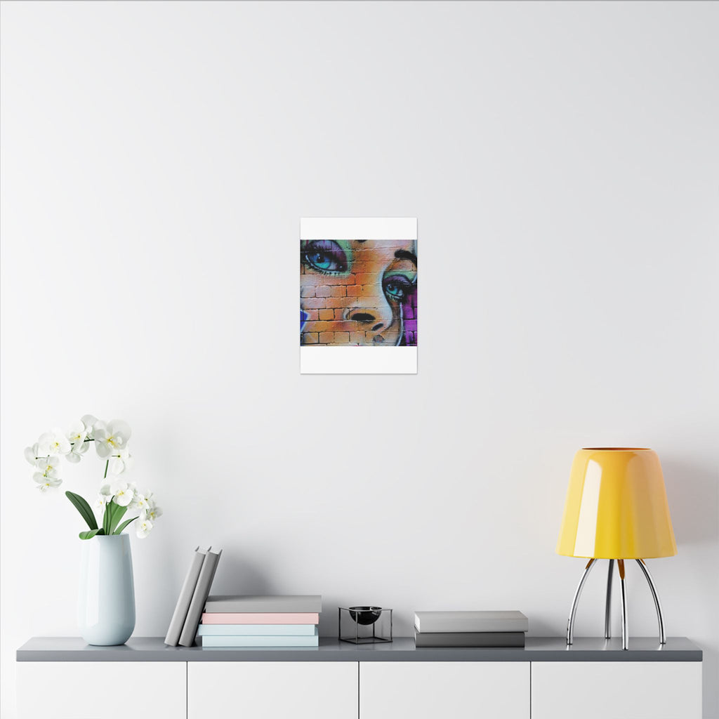 Graffiti Face Matte Canvas Print — Urban Street Art Portrait Wall Decor