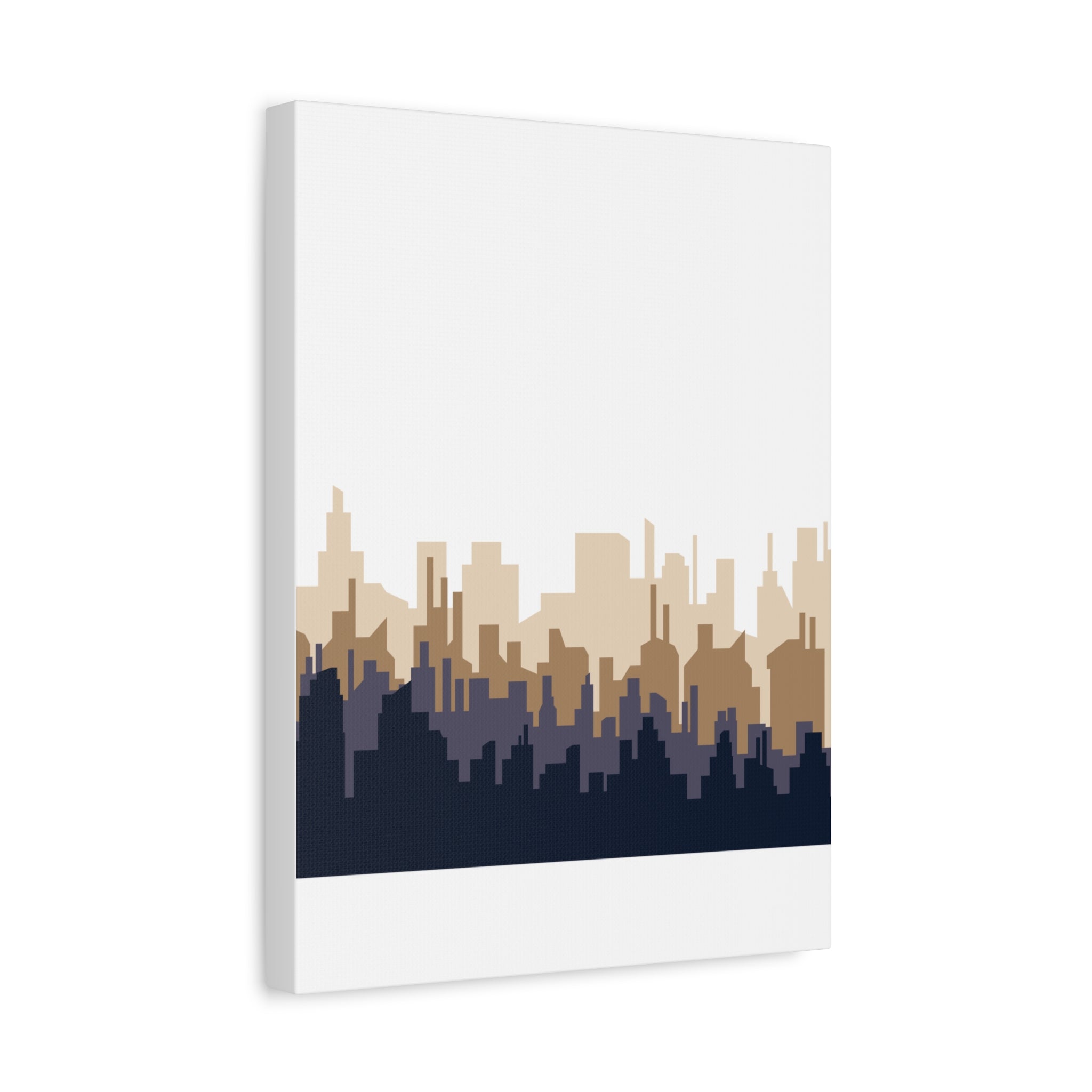 Neutral City Skyline Matte Canvas Wall Art — Minimalist Urban Home Decor