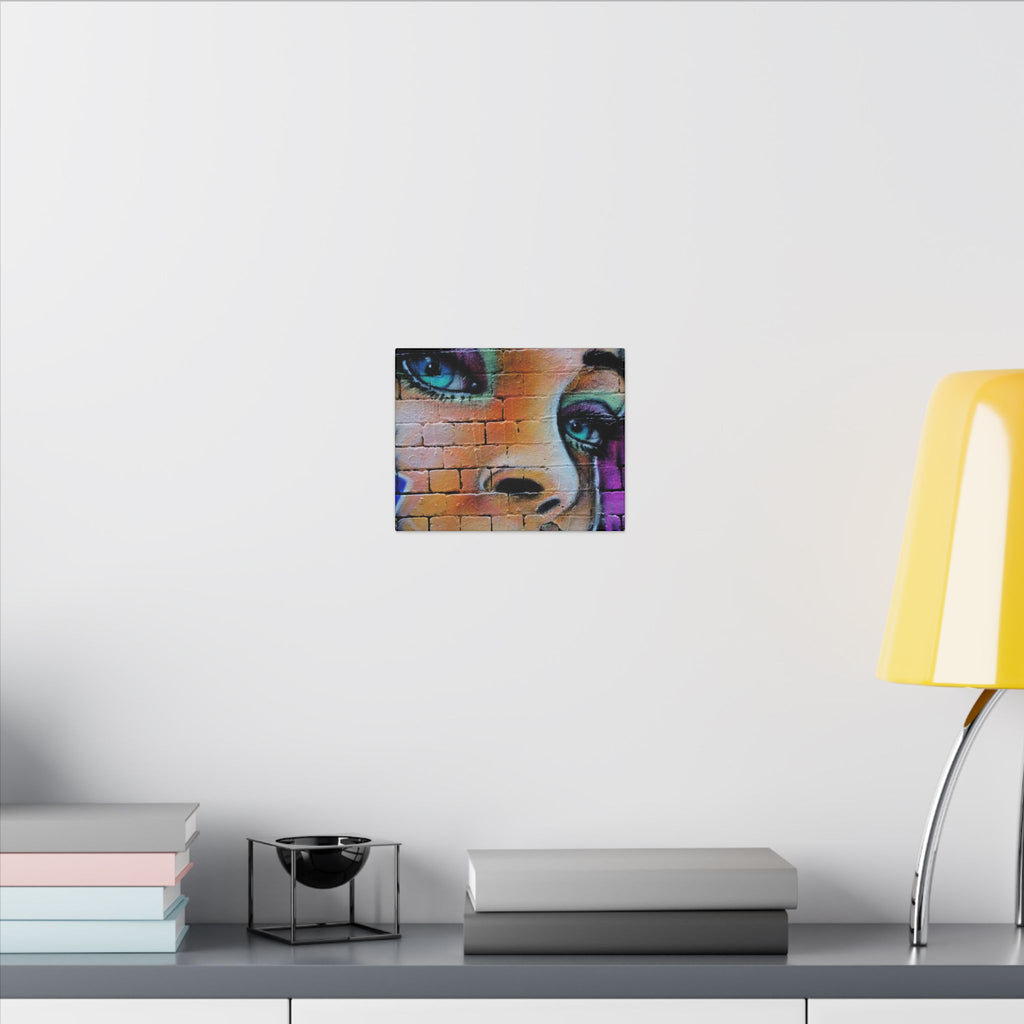 Graffiti Face Matte Canvas Print — Urban Street Art Portrait Wall Decor