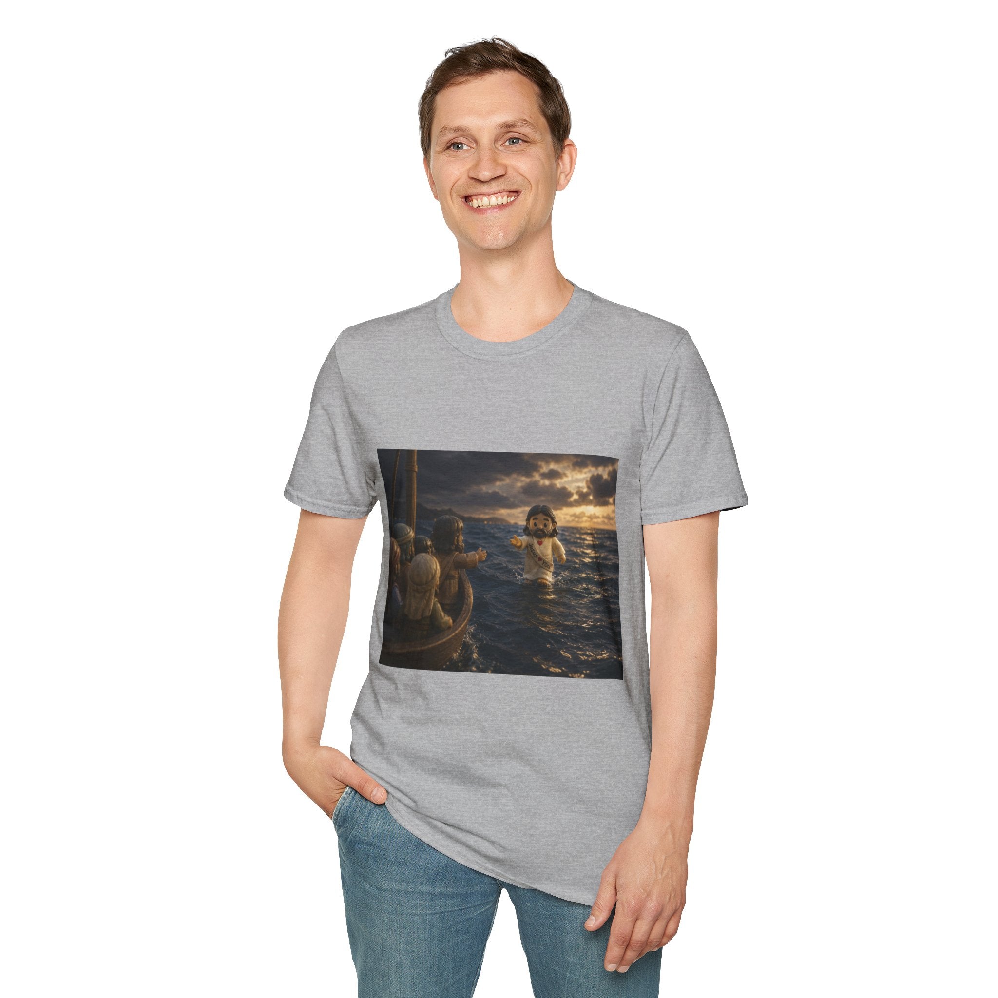 Tiny Jesus Walking on Water T-Shirt — Inspirational Biblical Faith Tee