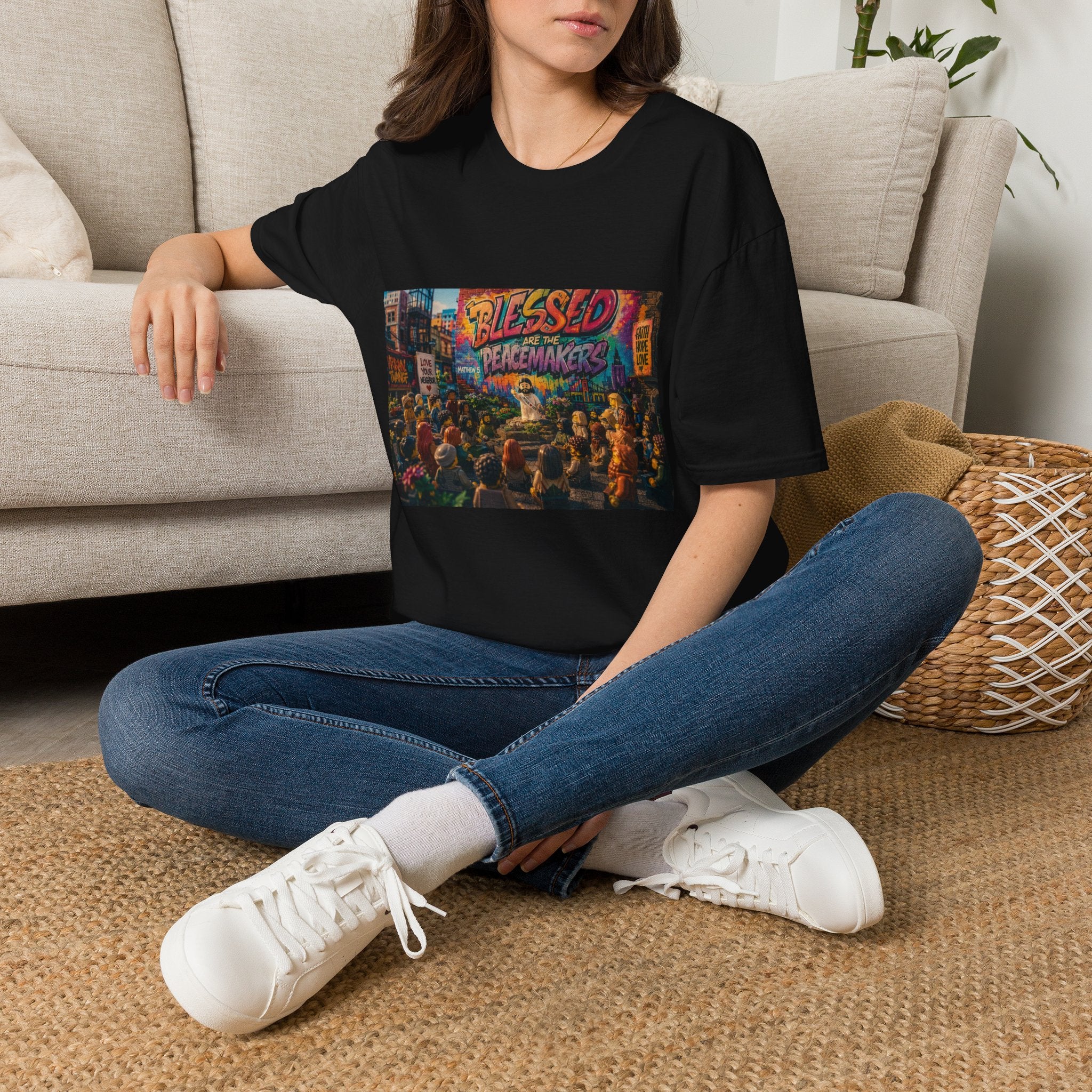 Tiny Jesus — "Blessed Are the Peacemakers" Urban Street Art Graphic Tee