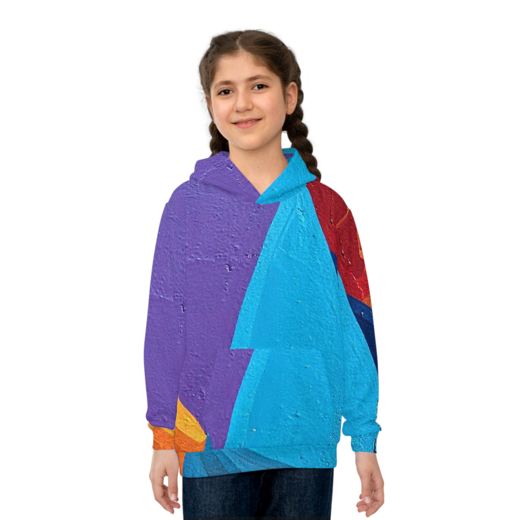 Vibrant Children's Hoodie, Colorful Kids Sweatshirt, AOP Hooded Top for Playdates, Festivals, Fall Fashion, Gift for Young Ones