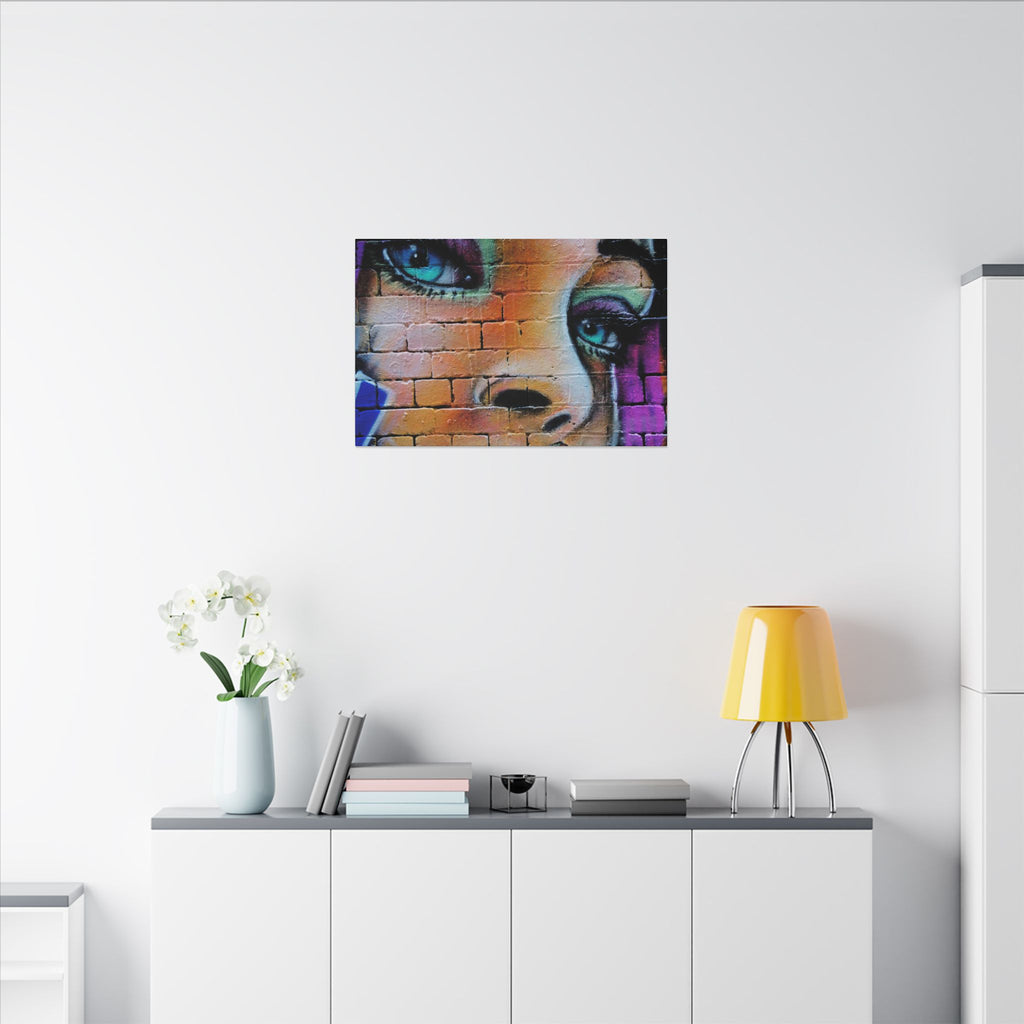 Graffiti Face Matte Canvas Print — Urban Street Art Portrait Wall Decor