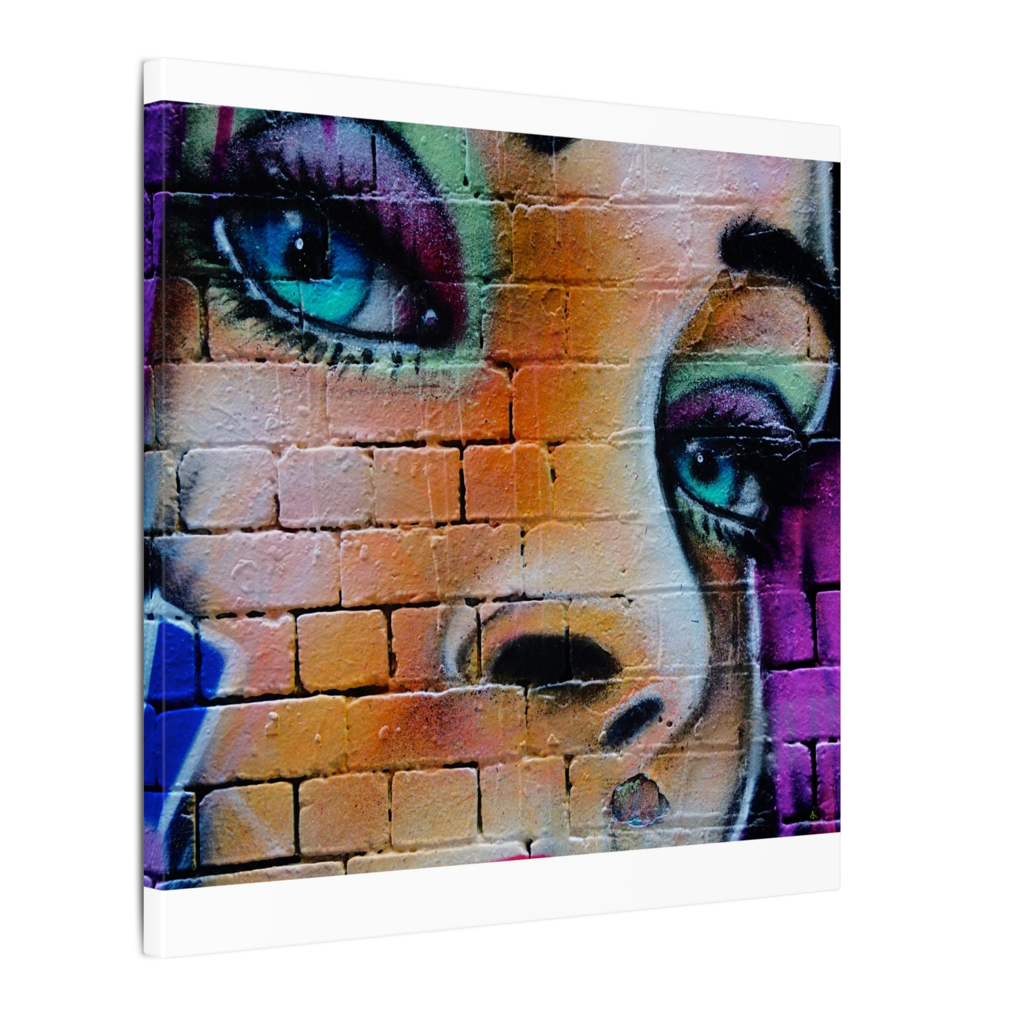 Graffiti Face Matte Canvas Print — Urban Street Art Portrait Wall Decor