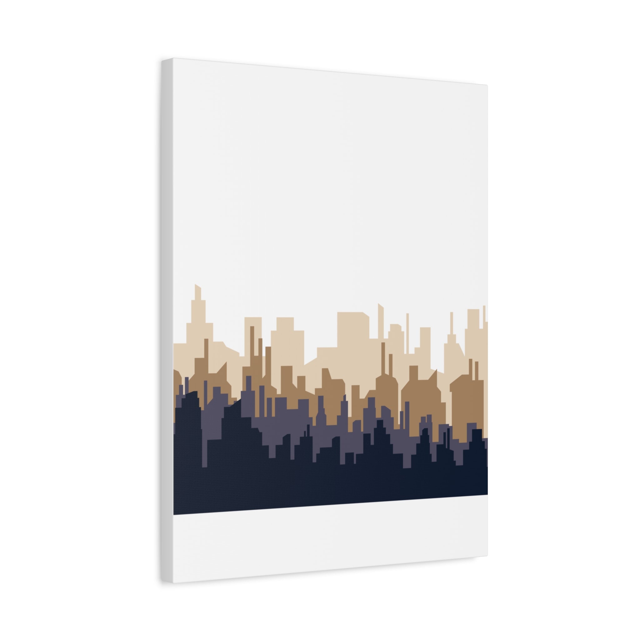 Neutral City Skyline Matte Canvas Wall Art — Minimalist Urban Home Decor