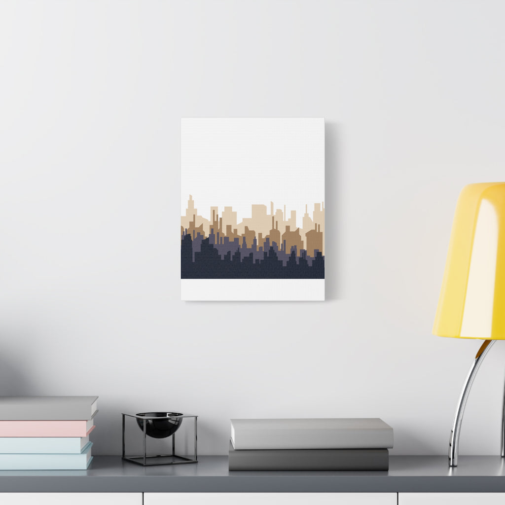Neutral City Skyline Matte Canvas Wall Art — Minimalist Urban Home Decor