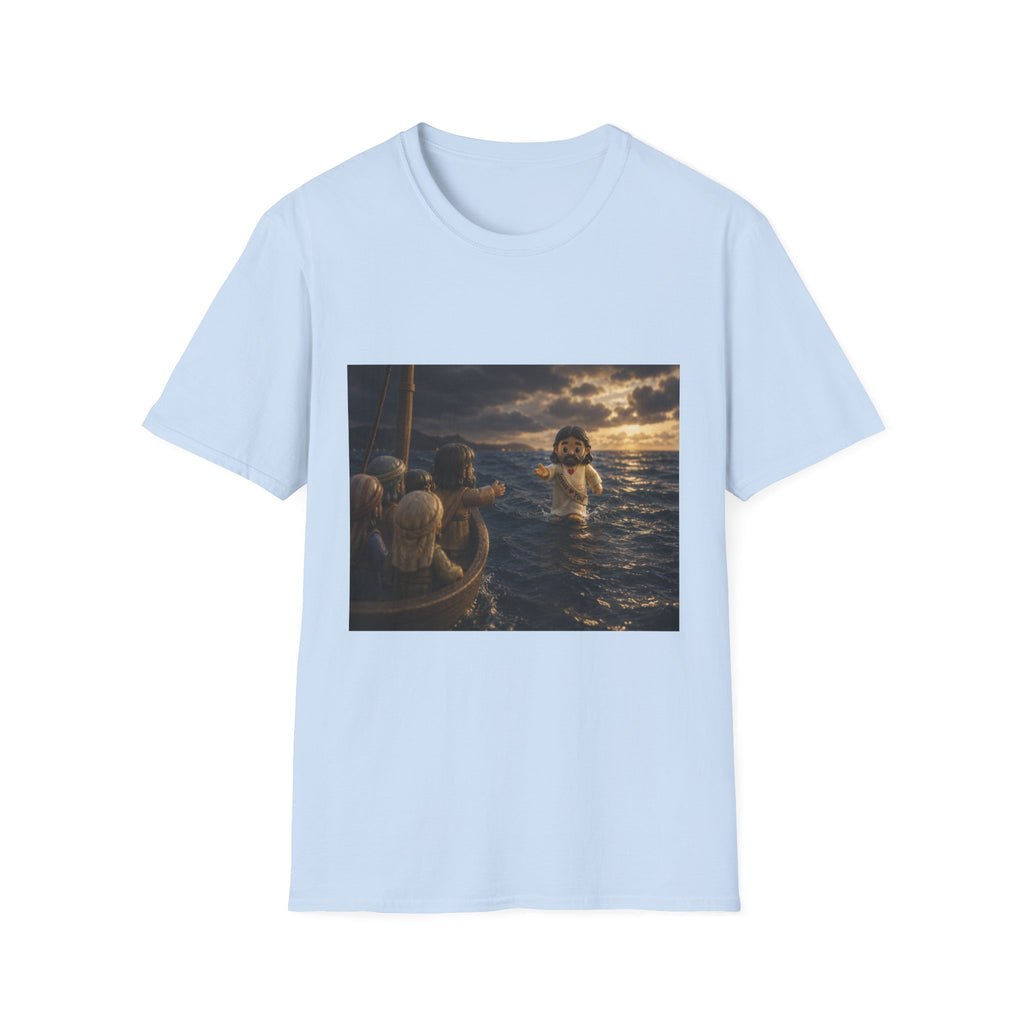 Tiny Jesus Walking on Water T-Shirt — Inspirational Biblical Faith Tee