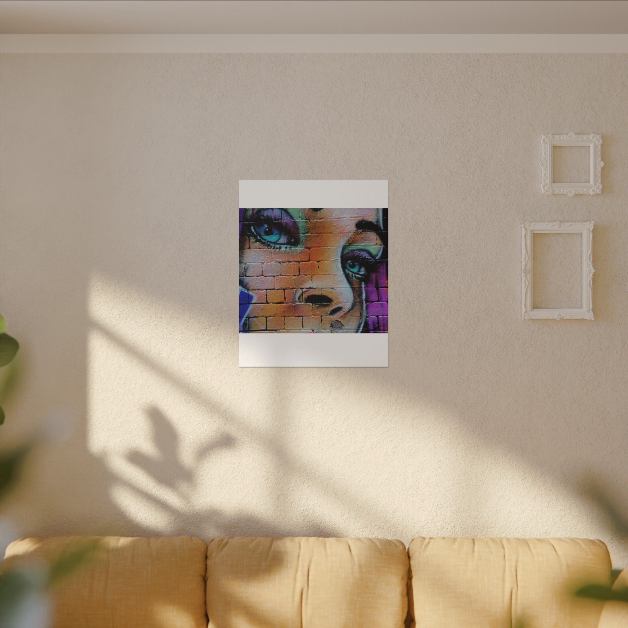 Graffiti Face Matte Canvas Print — Urban Street Art Portrait Wall Decor
