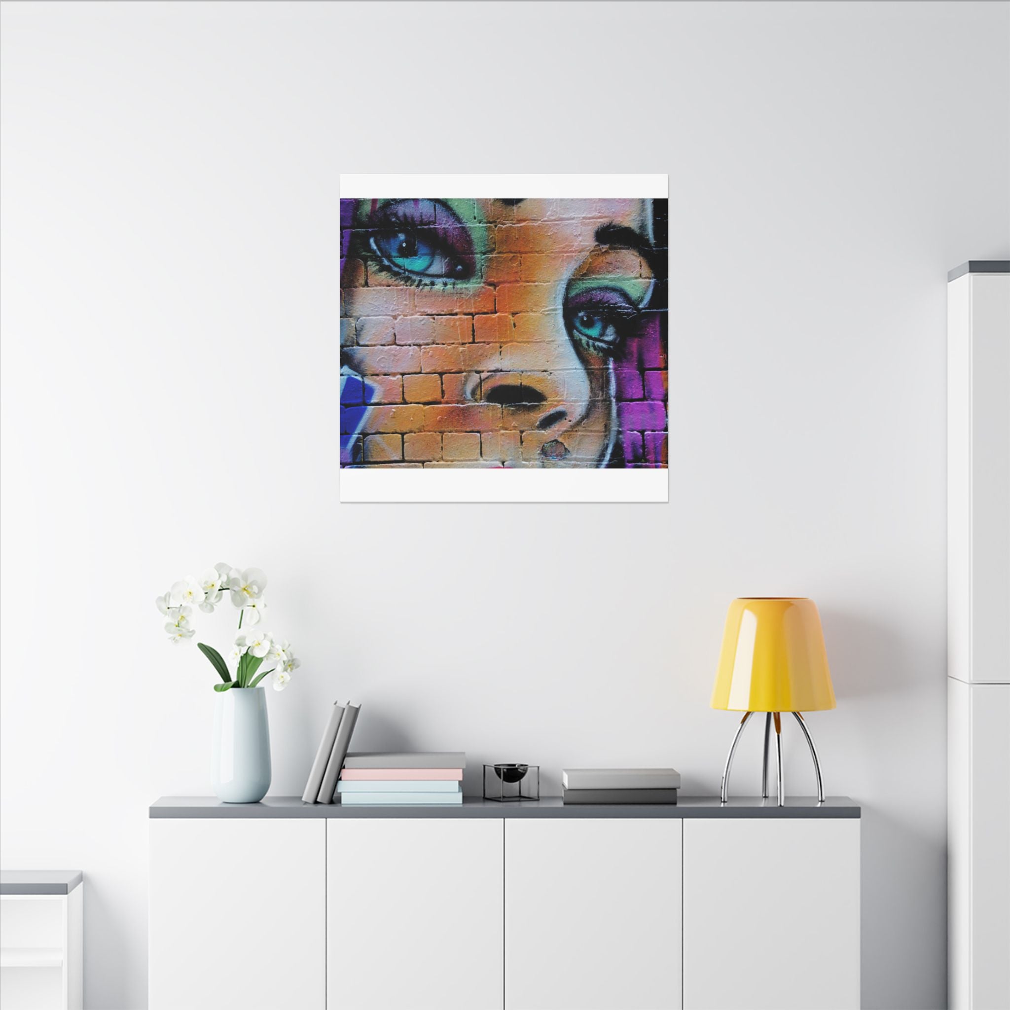 Graffiti Face Matte Canvas Print — Urban Street Art Portrait Wall Decor