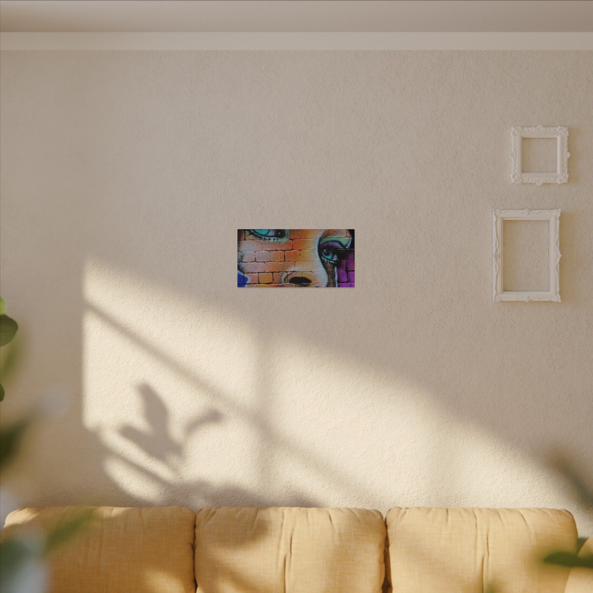 Graffiti Face Matte Canvas Print — Urban Street Art Portrait Wall Decor