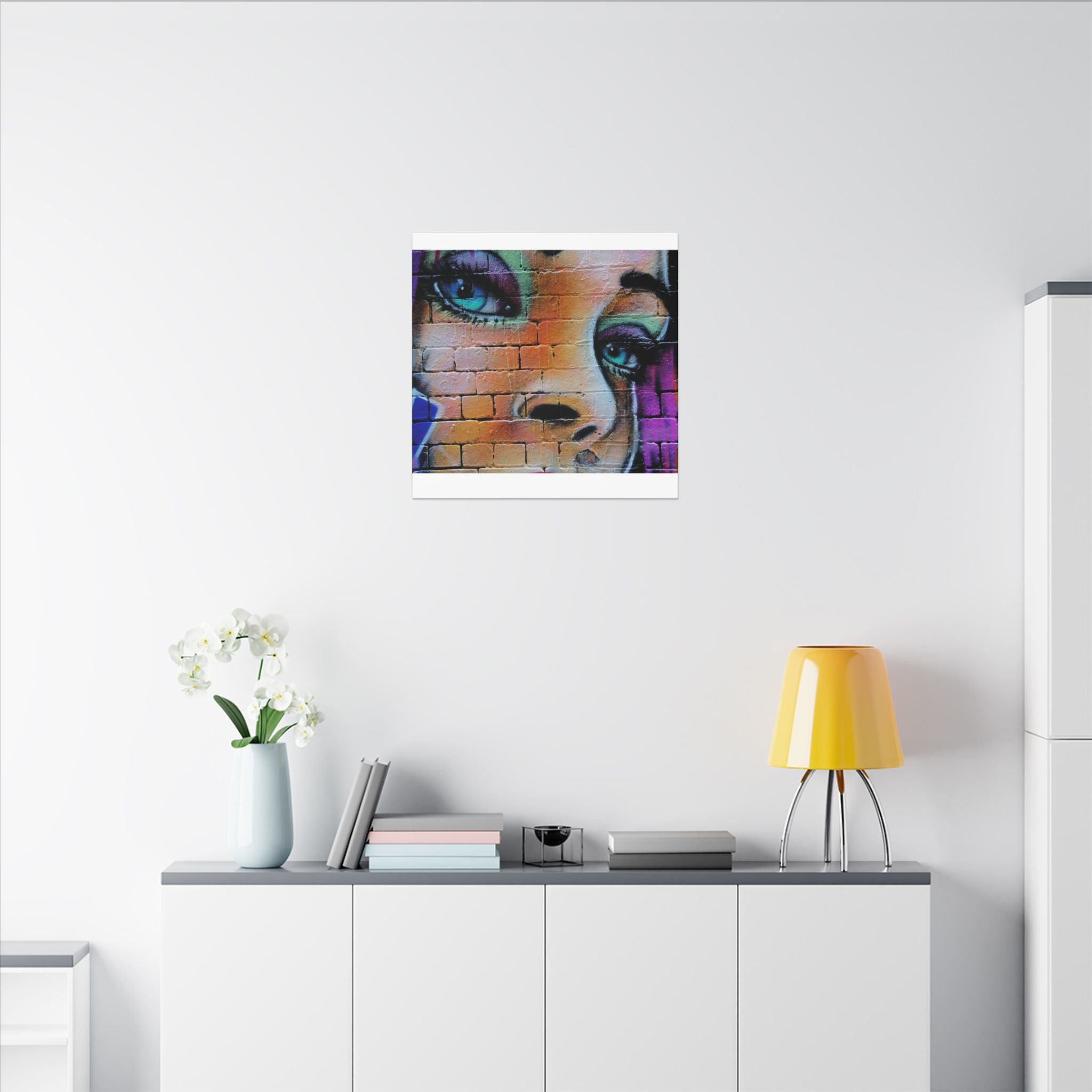 Graffiti Face Matte Canvas Print — Urban Street Art Portrait Wall Decor