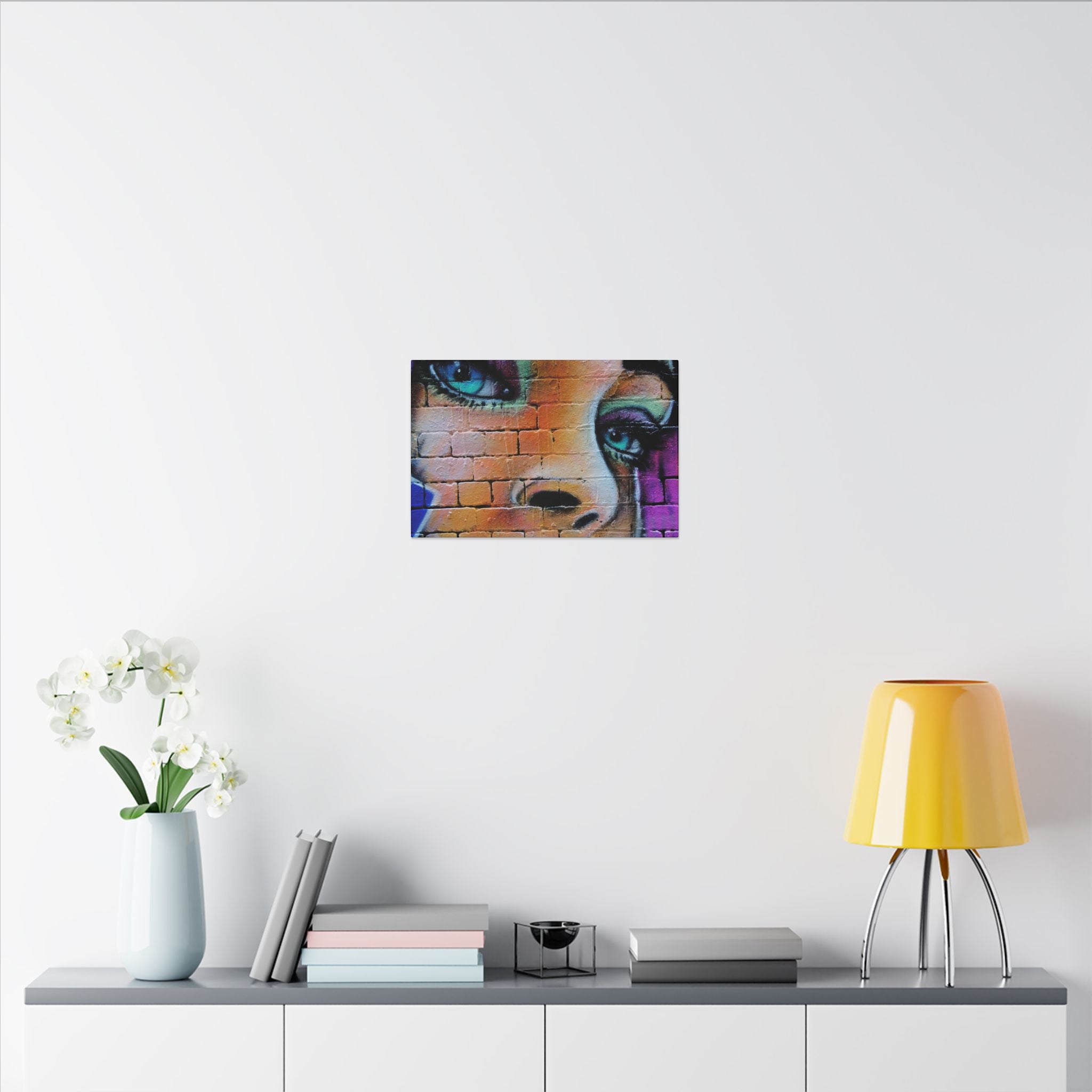 Graffiti Face Matte Canvas Print — Urban Street Art Portrait Wall Decor