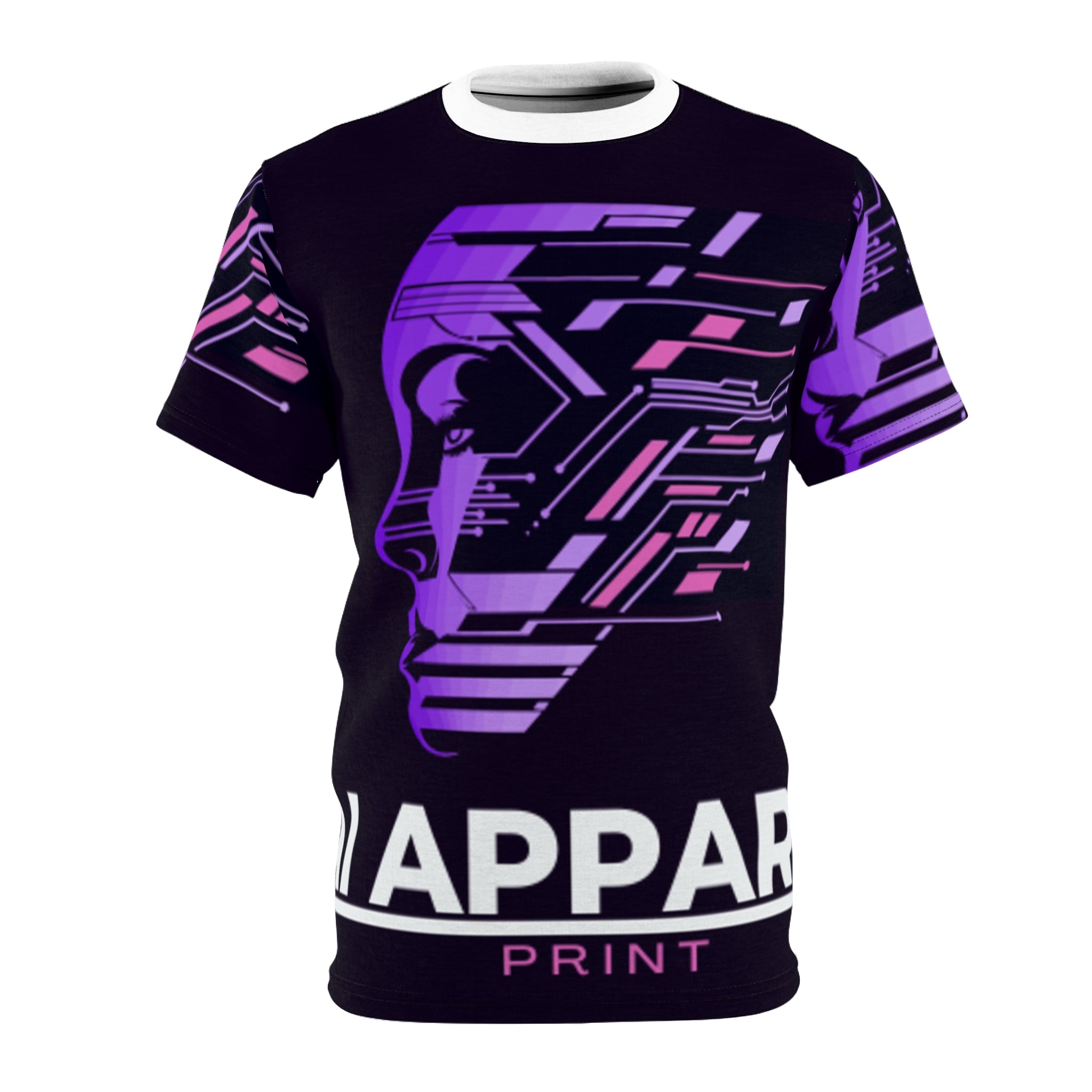 Cyberpunk Unisex Cut & Sew Tee | Futuristic Graphic T-Shirt | Tech Lover Gift | AOP Tee for Festivals, Casual Wear