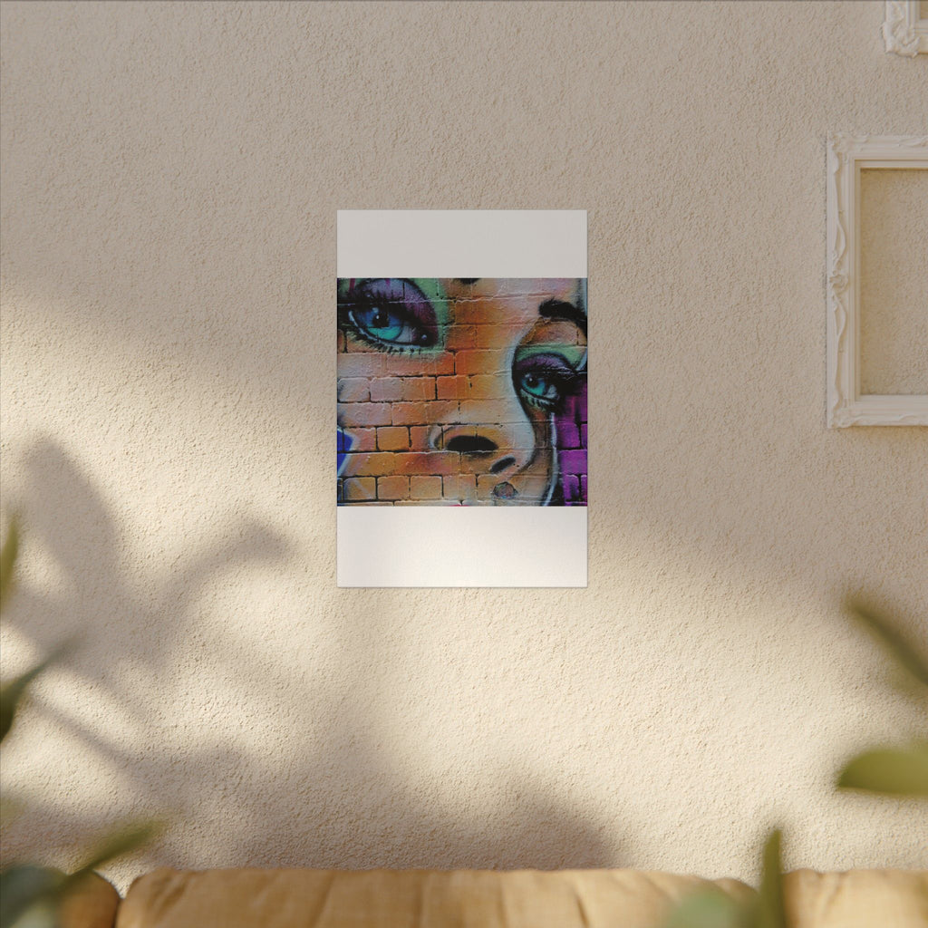 Graffiti Face Matte Canvas Print — Urban Street Art Portrait Wall Decor