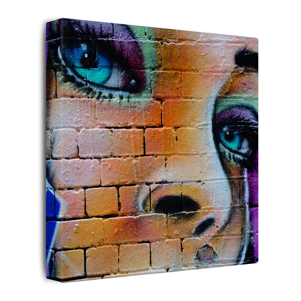 Graffiti Face Matte Canvas Print — Urban Street Art Portrait Wall Decor