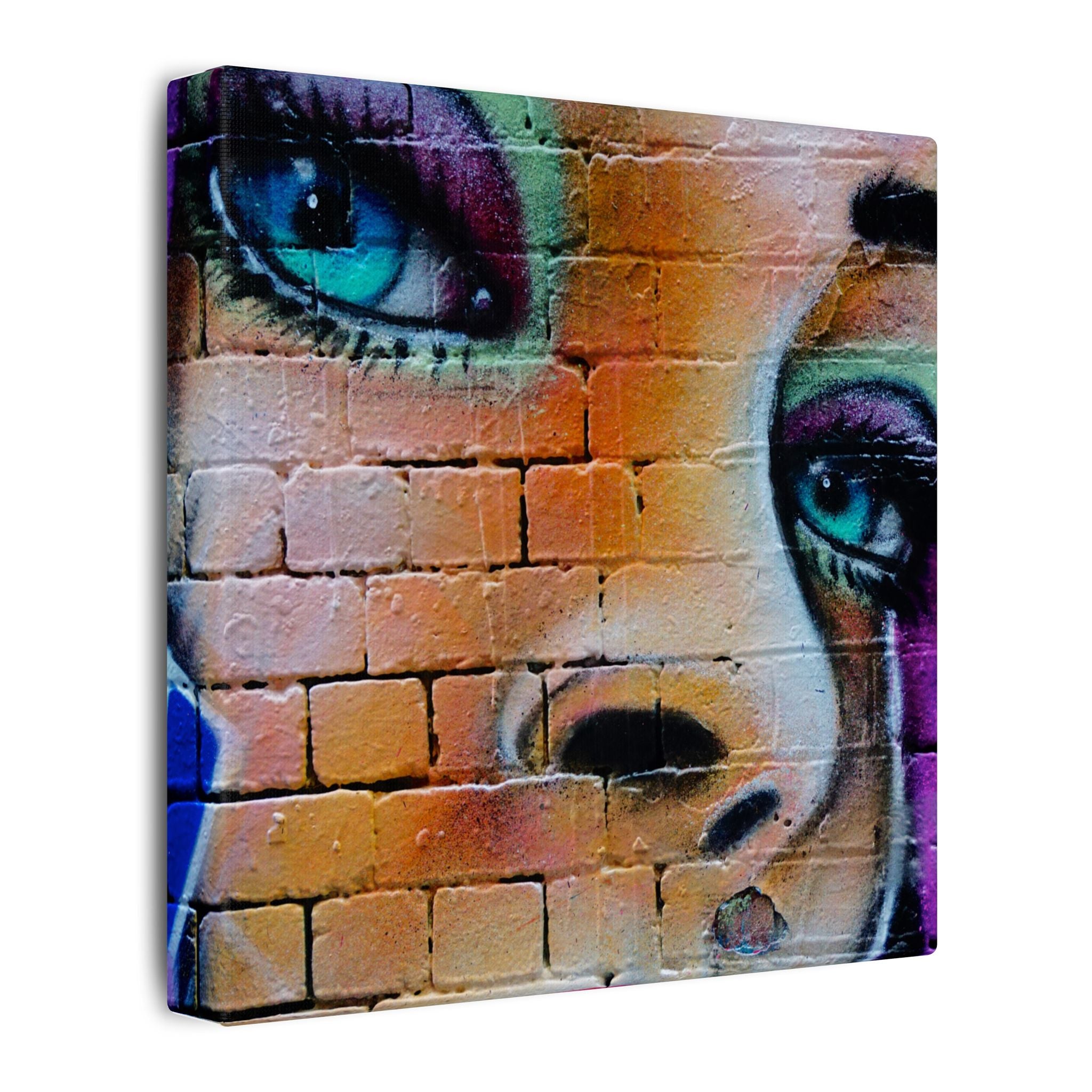 Graffiti Face Matte Canvas Print — Urban Street Art Portrait Wall Decor