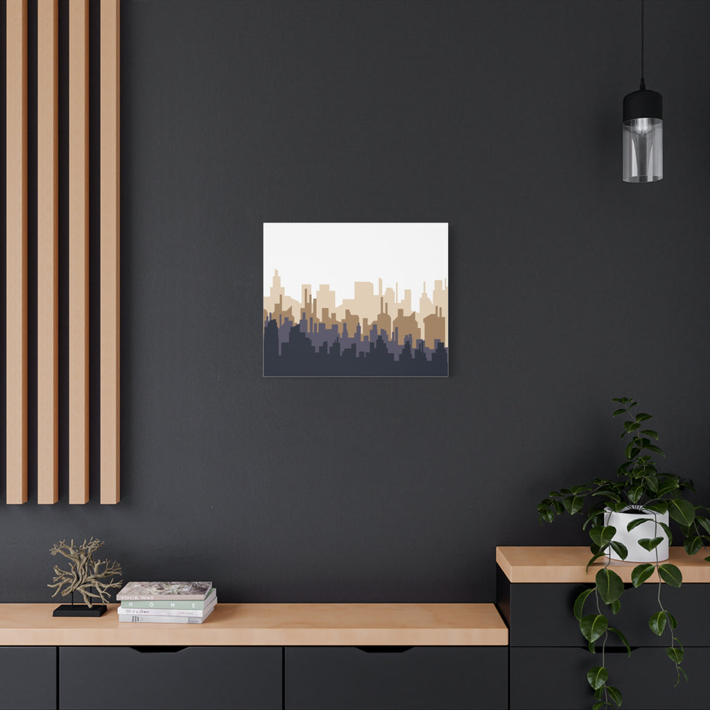 Neutral City Skyline Matte Canvas Wall Art — Minimalist Urban Home Decor