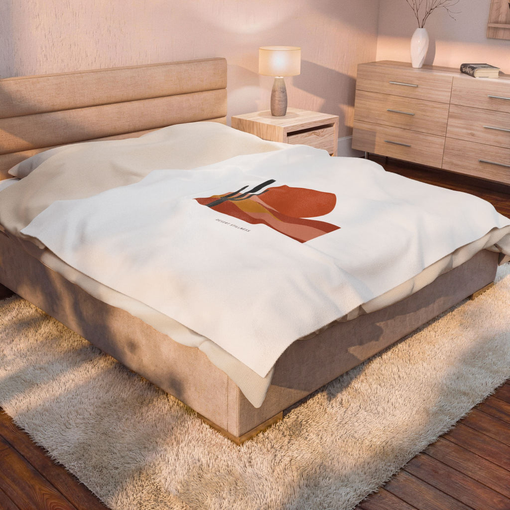 Desert Sunset Minimalist Mesa Velveteen Blanket | Southwestern adobe-inspired art