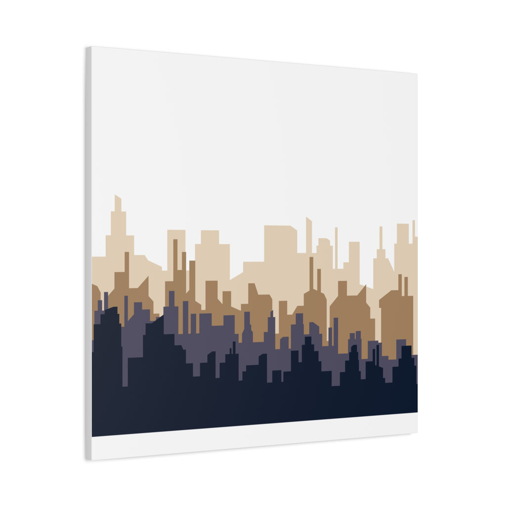 Neutral City Skyline Matte Canvas Wall Art — Minimalist Urban Home Decor