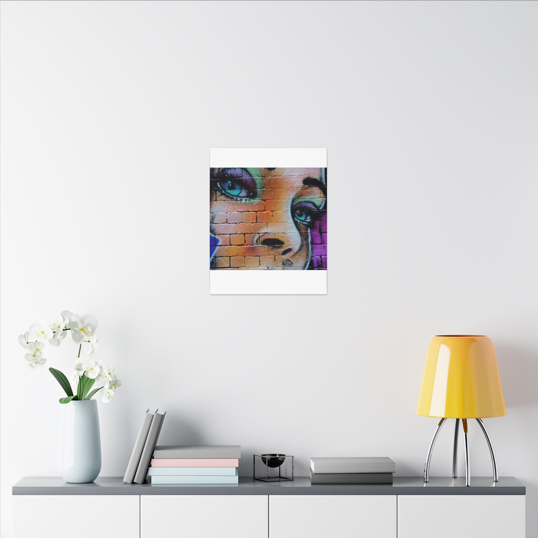 Graffiti Face Matte Canvas Print — Urban Street Art Portrait Wall Decor