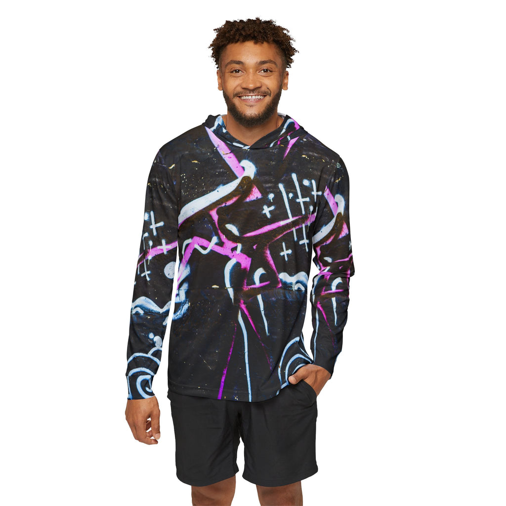 Vibrant Graffiti Sports Hoodie for Men, Athletic Warmup Hoodie, Trendy Sportswear, Streetwear, Gym Gear, Casual Wear