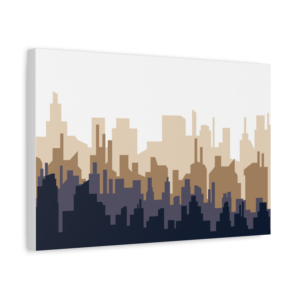 Neutral City Skyline Matte Canvas Wall Art — Minimalist Urban Home Decor