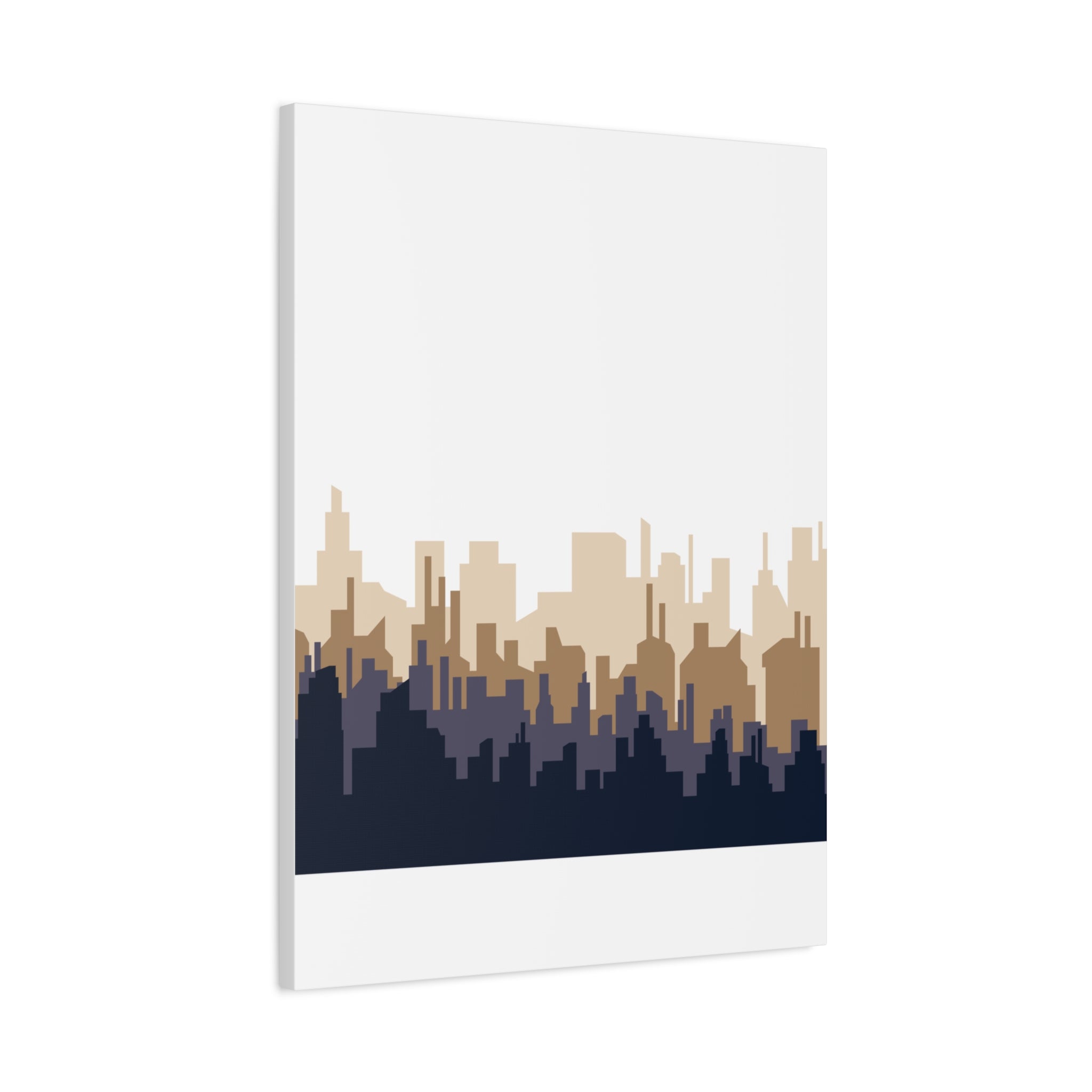 Neutral City Skyline Matte Canvas Wall Art — Minimalist Urban Home Decor