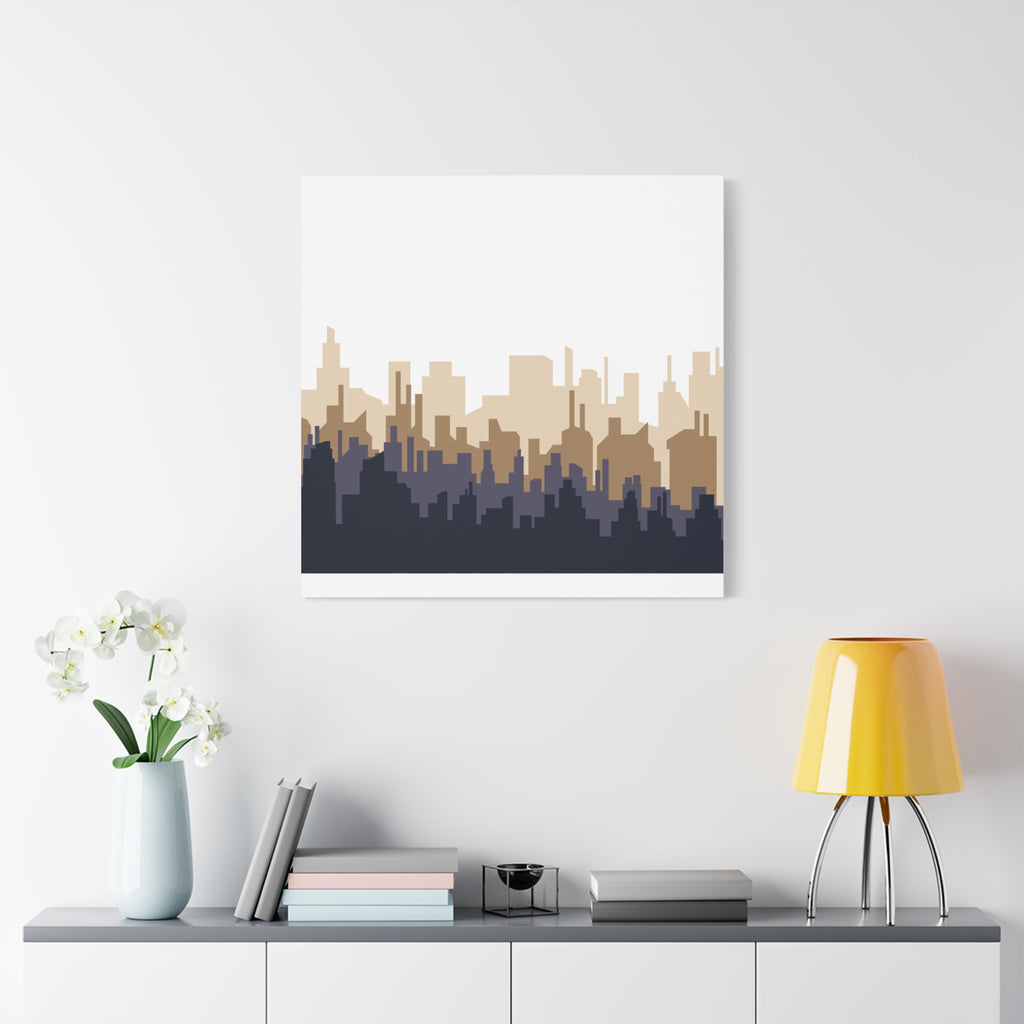 Neutral City Skyline Matte Canvas Wall Art — Minimalist Urban Home Decor