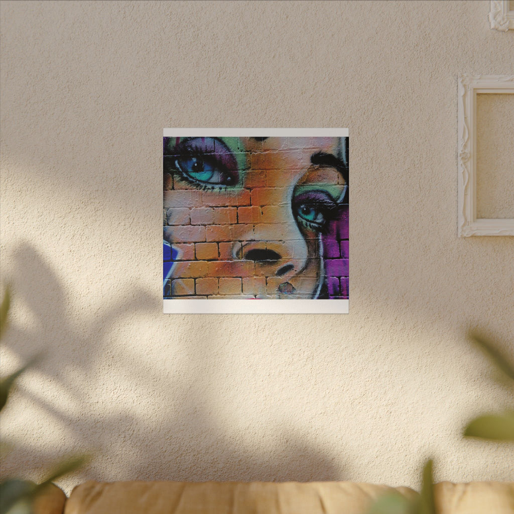 Graffiti Face Matte Canvas Print — Urban Street Art Portrait Wall Decor