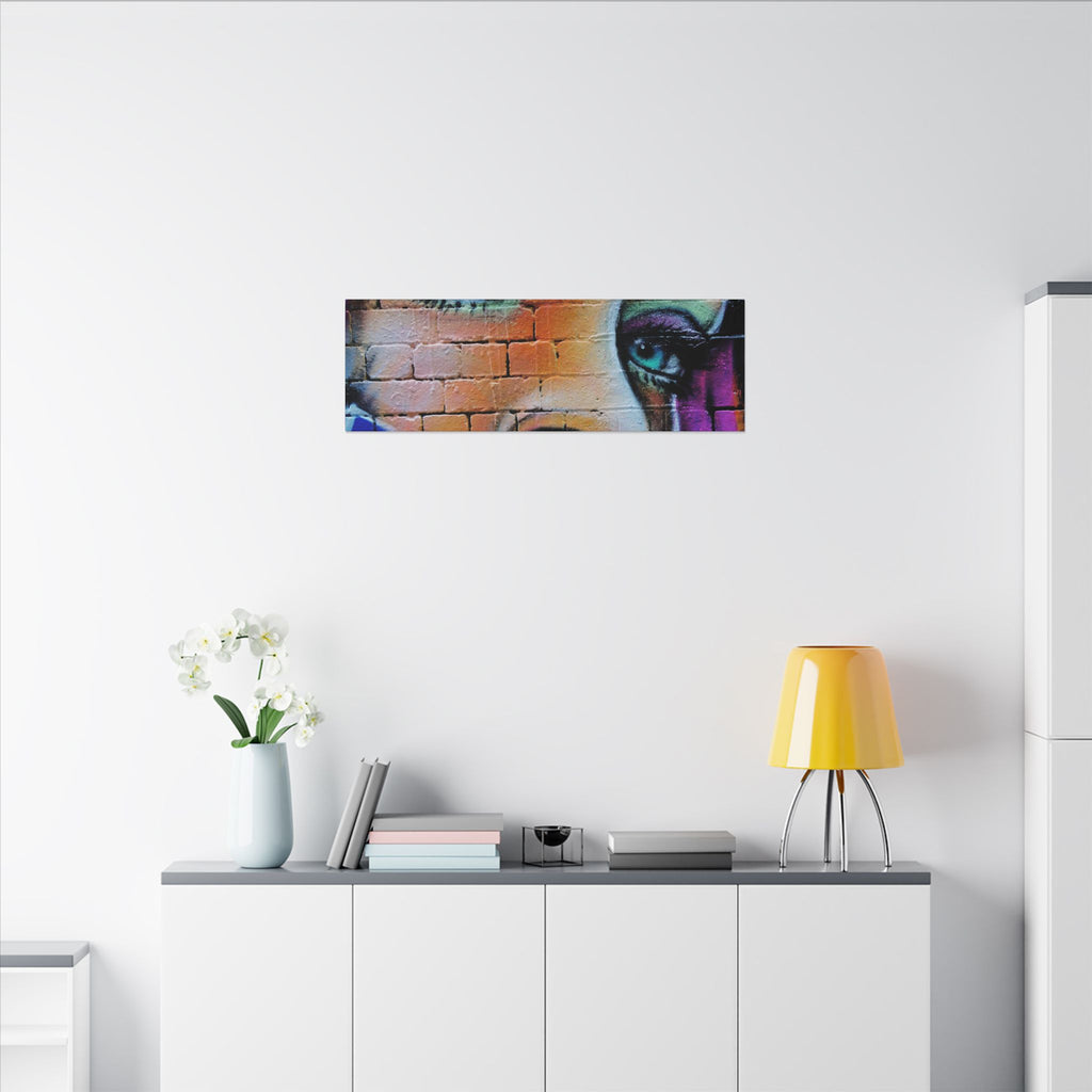 Graffiti Face Matte Canvas Print — Urban Street Art Portrait Wall Decor