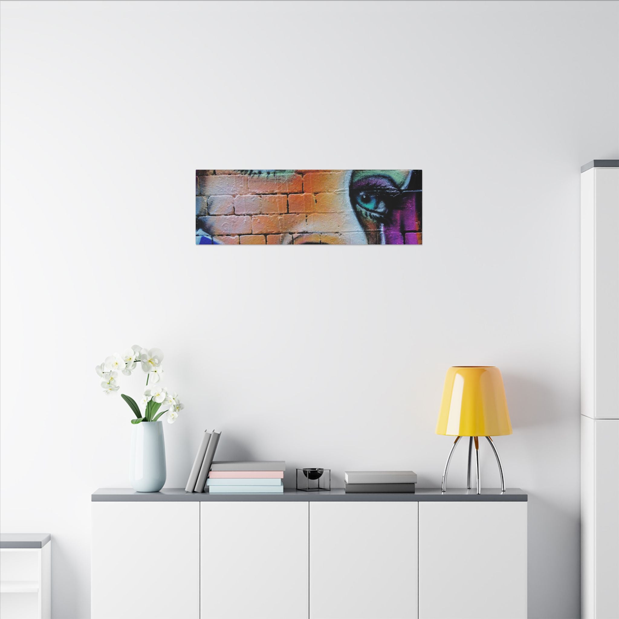 Graffiti Face Matte Canvas Print — Urban Street Art Portrait Wall Decor