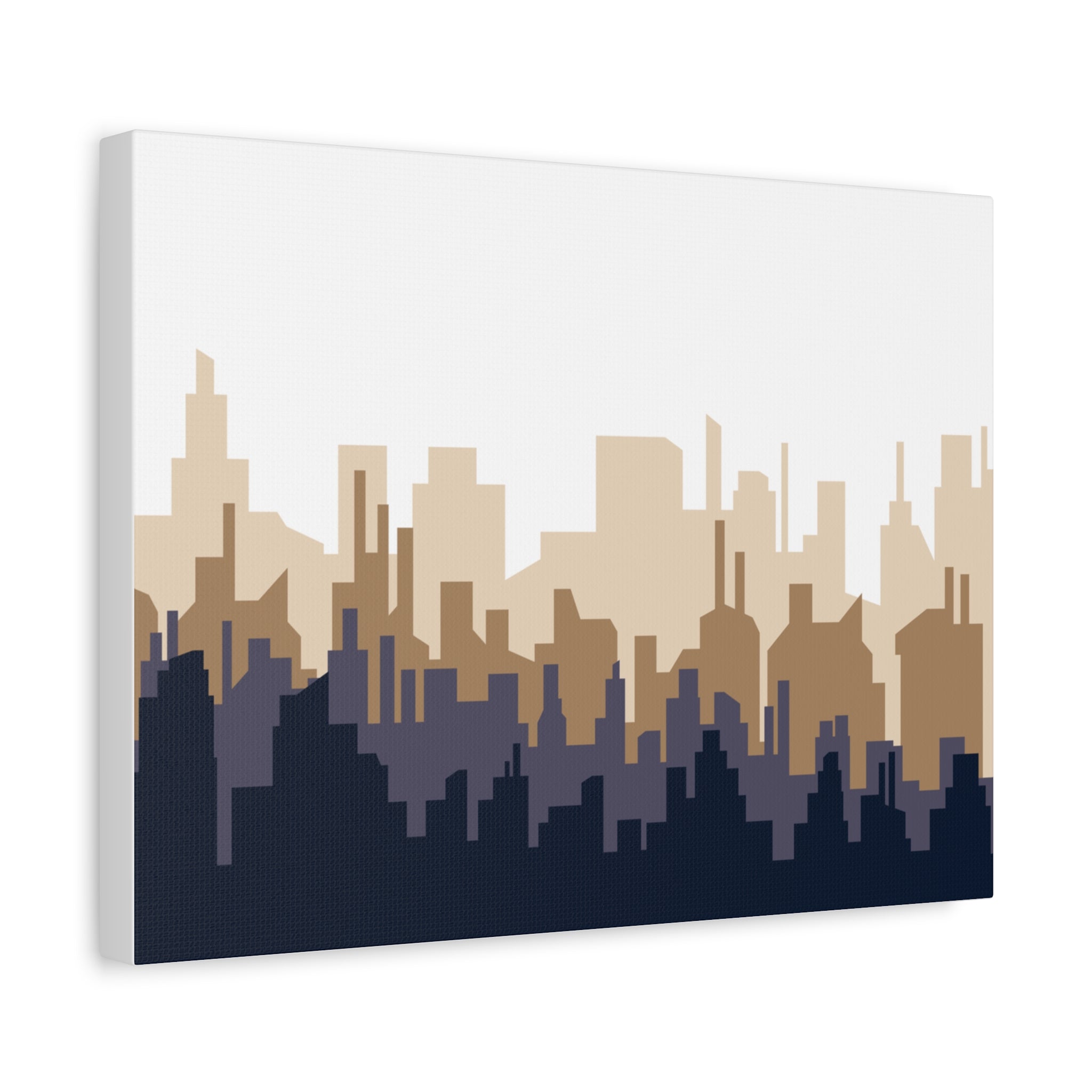 Neutral City Skyline Matte Canvas Wall Art — Minimalist Urban Home Decor
