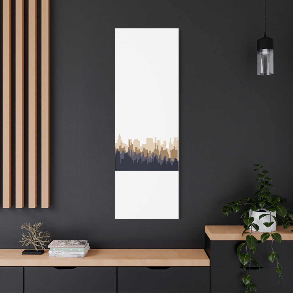 Neutral City Skyline Matte Canvas Wall Art — Minimalist Urban Home Decor