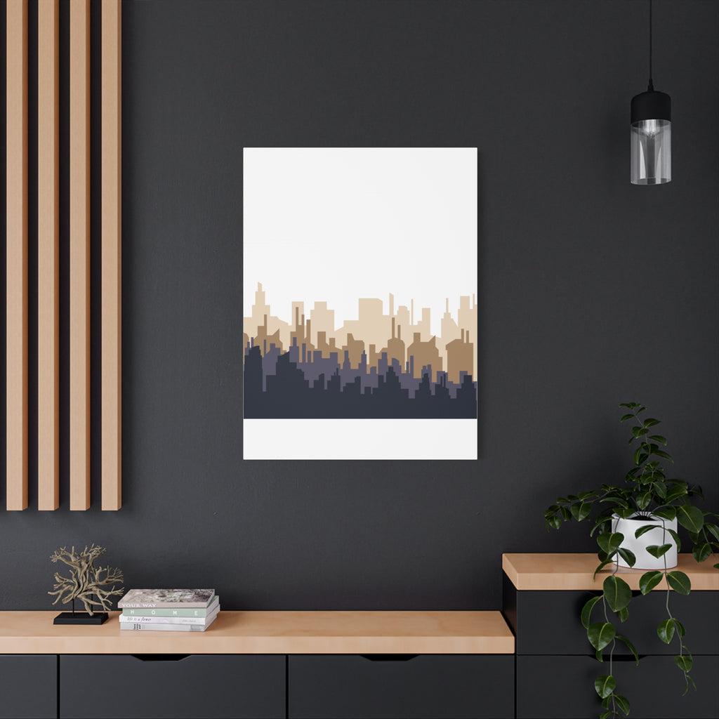 Neutral City Skyline Matte Canvas Wall Art — Minimalist Urban Home Decor
