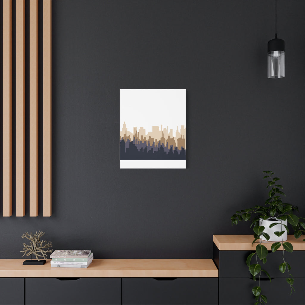 Neutral City Skyline Matte Canvas Wall Art — Minimalist Urban Home Decor