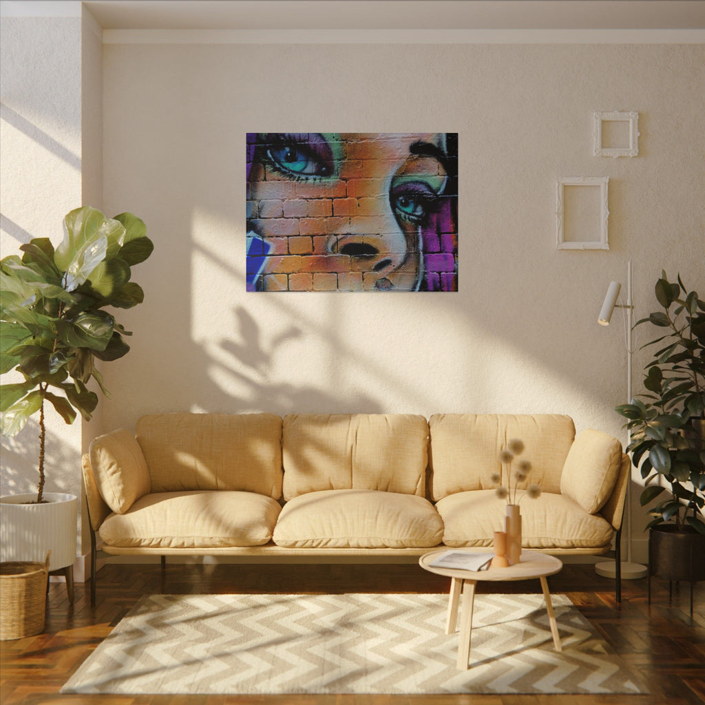 Graffiti Face Matte Canvas Print — Urban Street Art Portrait Wall Decor