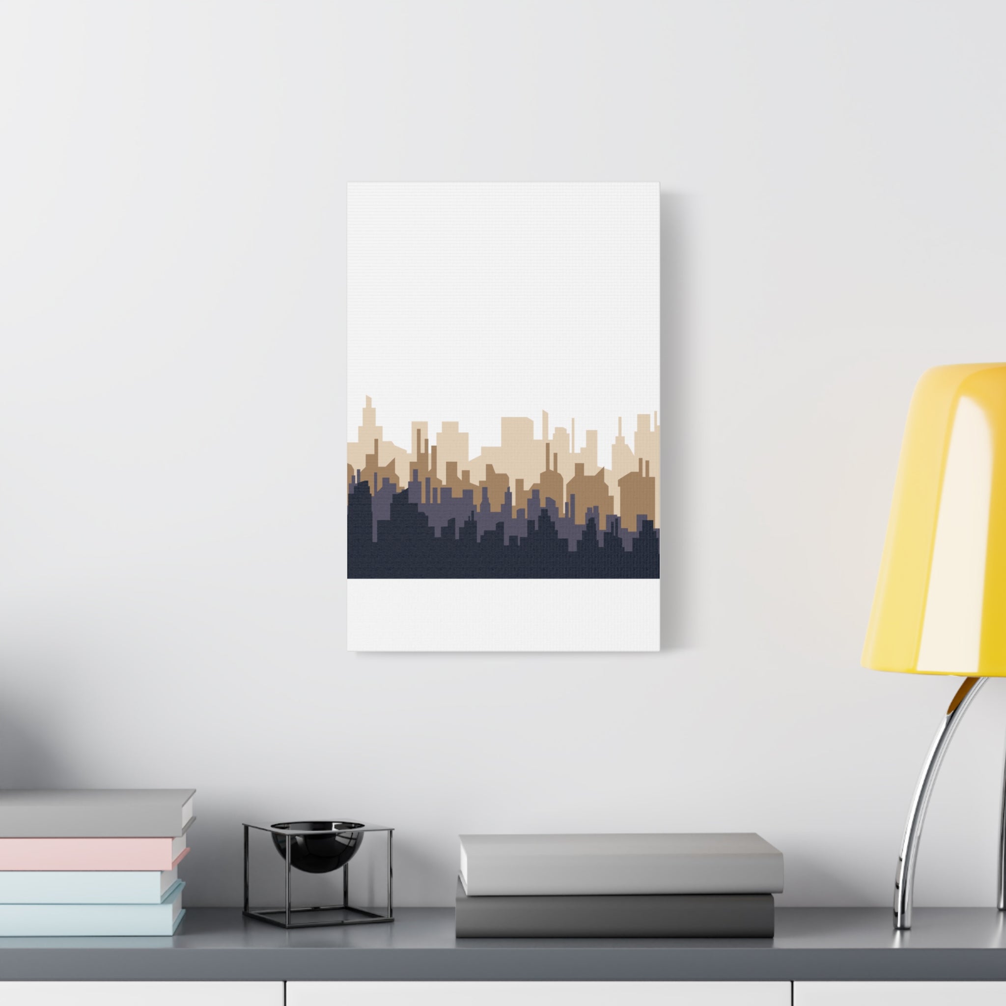 Neutral City Skyline Matte Canvas Wall Art — Minimalist Urban Home Decor