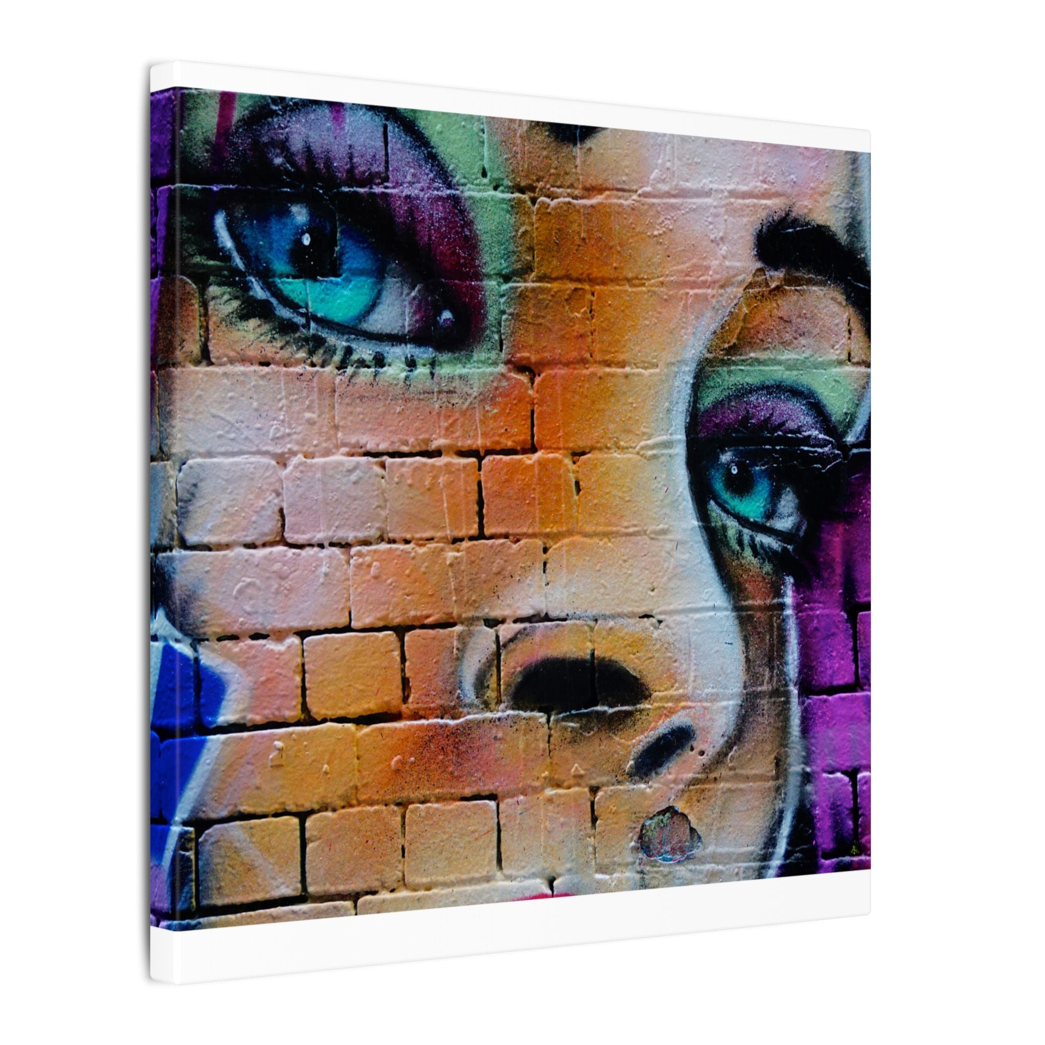 Graffiti Face Matte Canvas Print — Urban Street Art Portrait Wall Decor