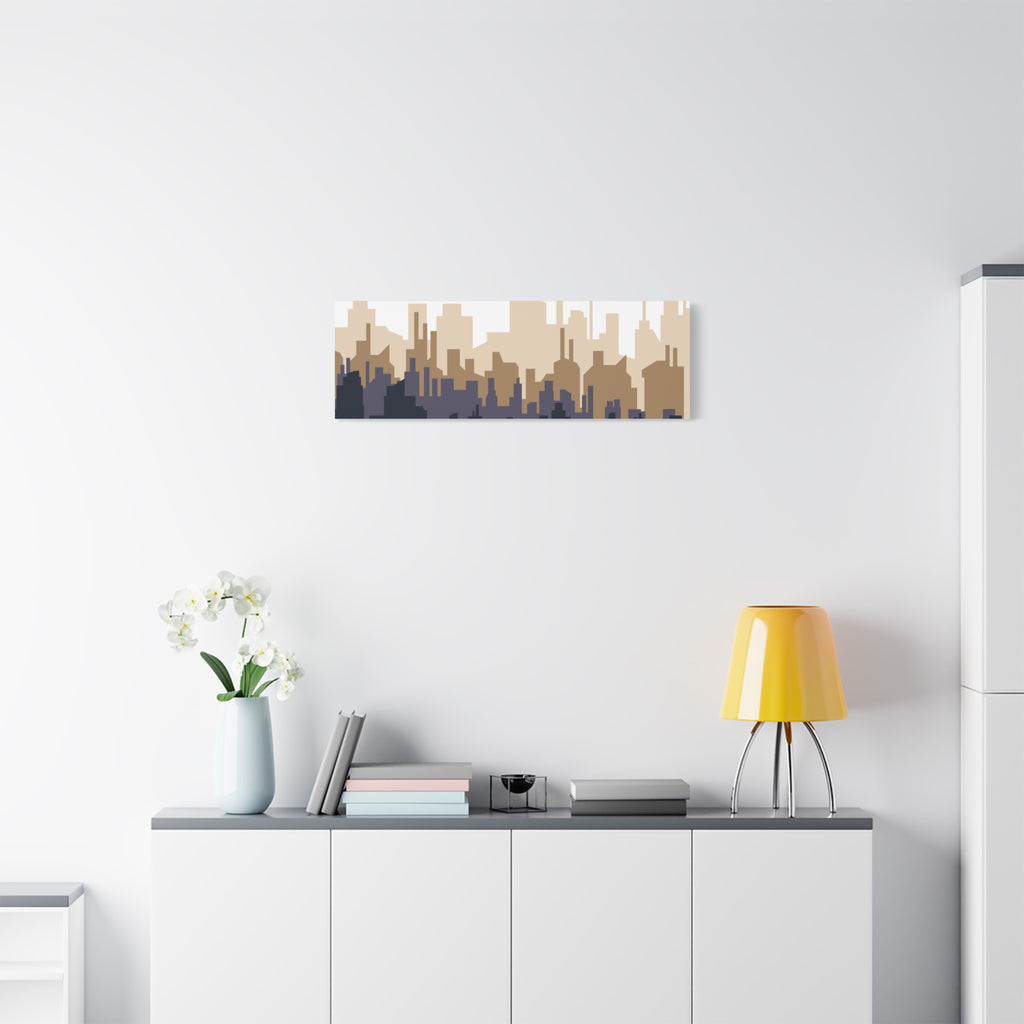 Neutral City Skyline Matte Canvas Wall Art — Minimalist Urban Home Decor