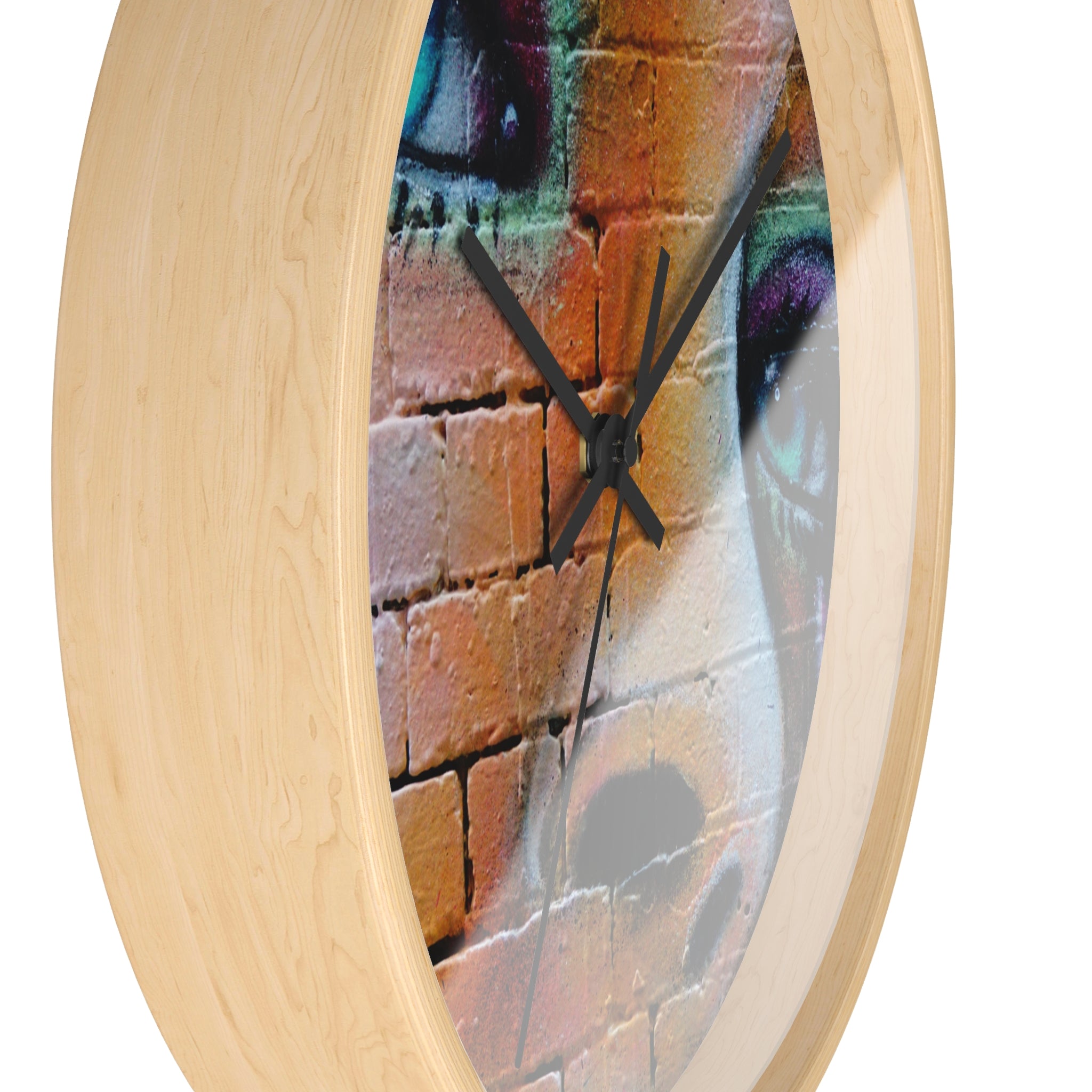 Graffiti Face Wall Clock — Colorful Street Art Portrait Clock