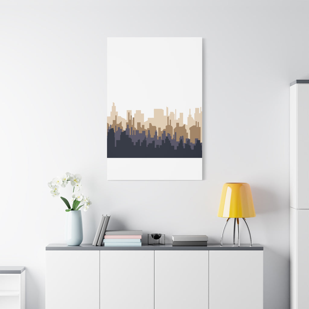 Neutral City Skyline Matte Canvas Wall Art — Minimalist Urban Home Decor