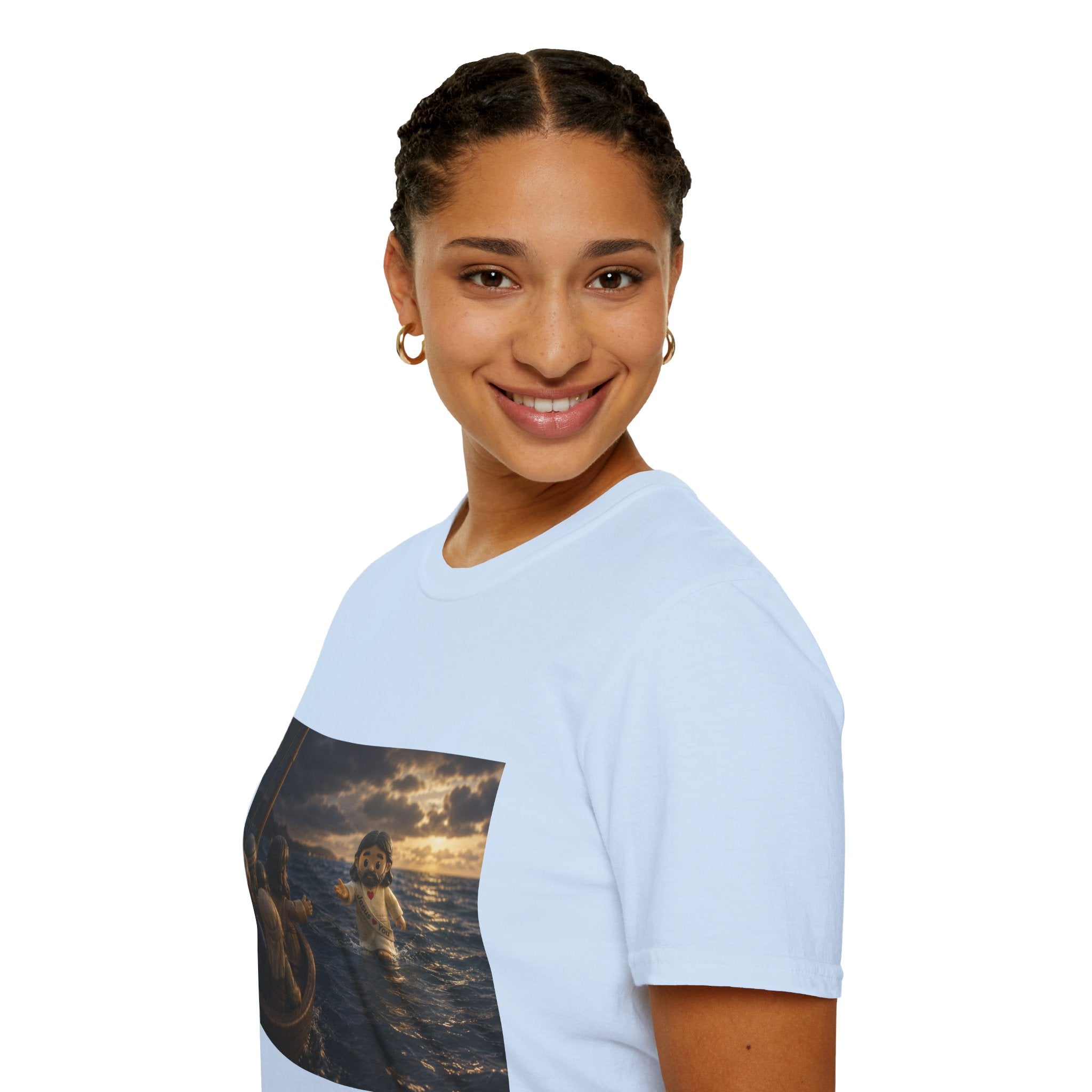 Tiny Jesus Walking on Water T-Shirt — Inspirational Biblical Faith Tee