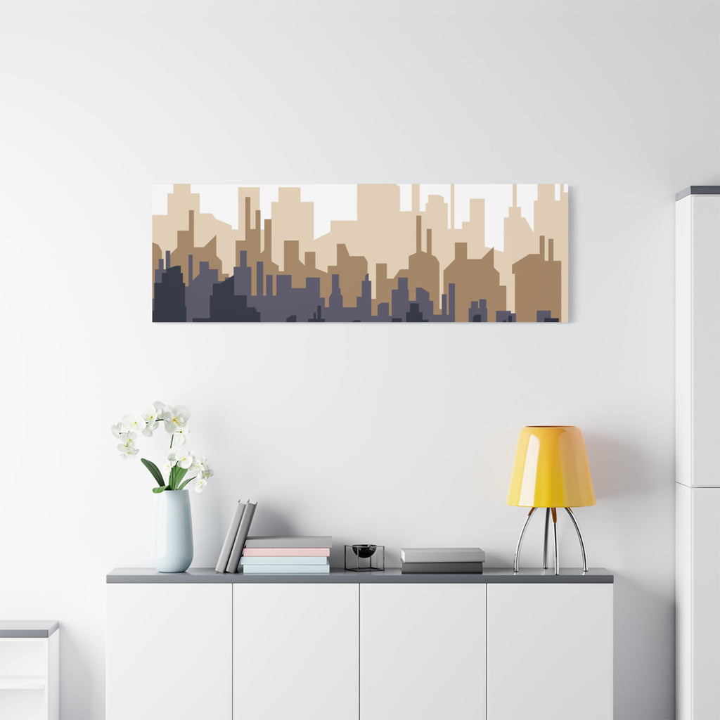 Neutral City Skyline Matte Canvas Wall Art — Minimalist Urban Home Decor