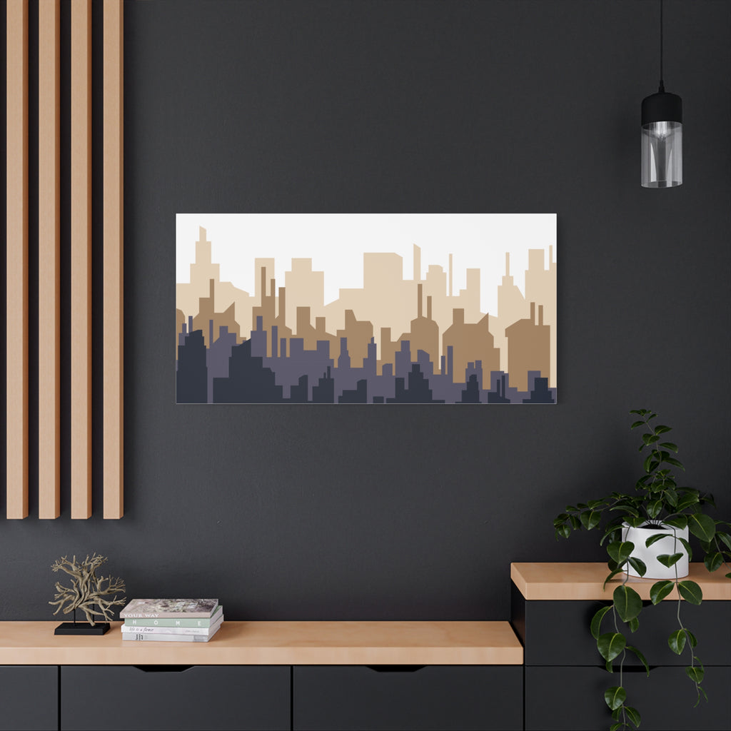 Neutral City Skyline Matte Canvas Wall Art — Minimalist Urban Home Decor