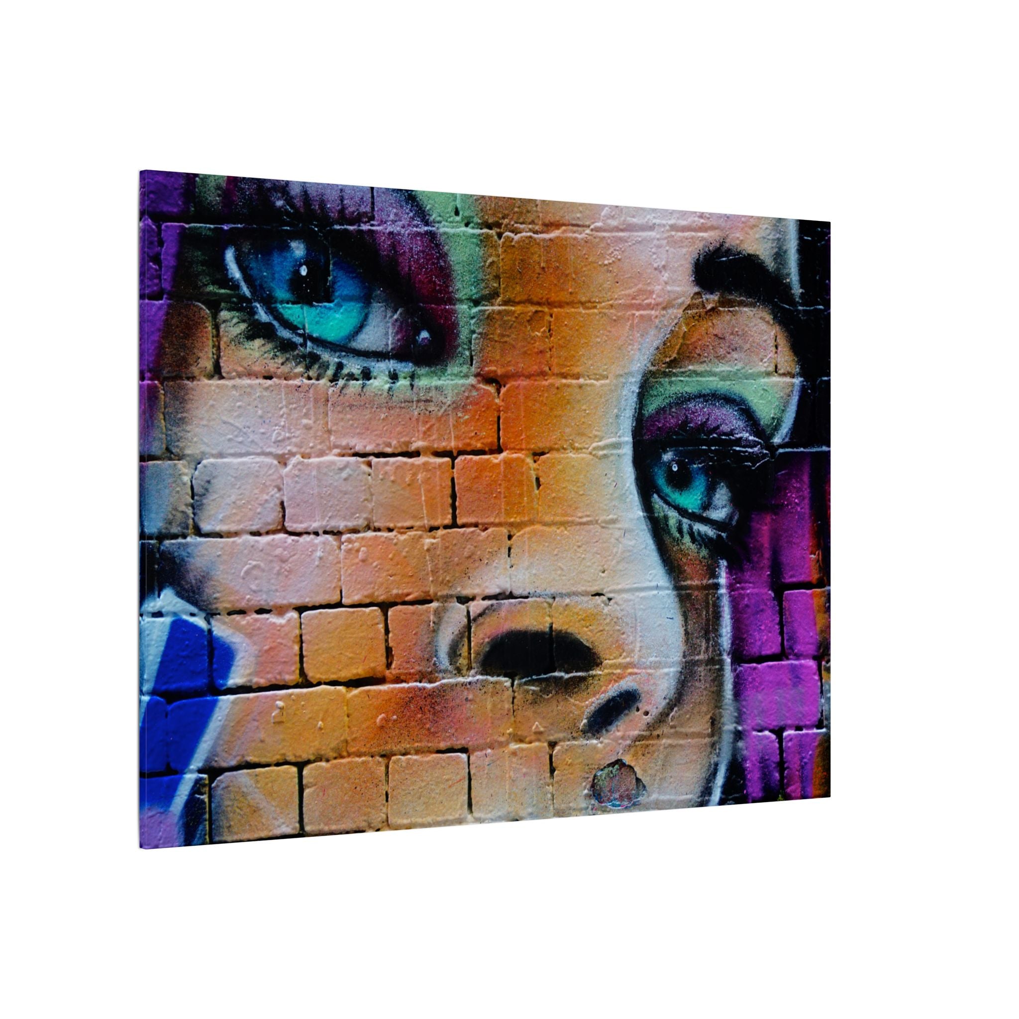 Graffiti Face Matte Canvas Print — Urban Street Art Portrait Wall Decor