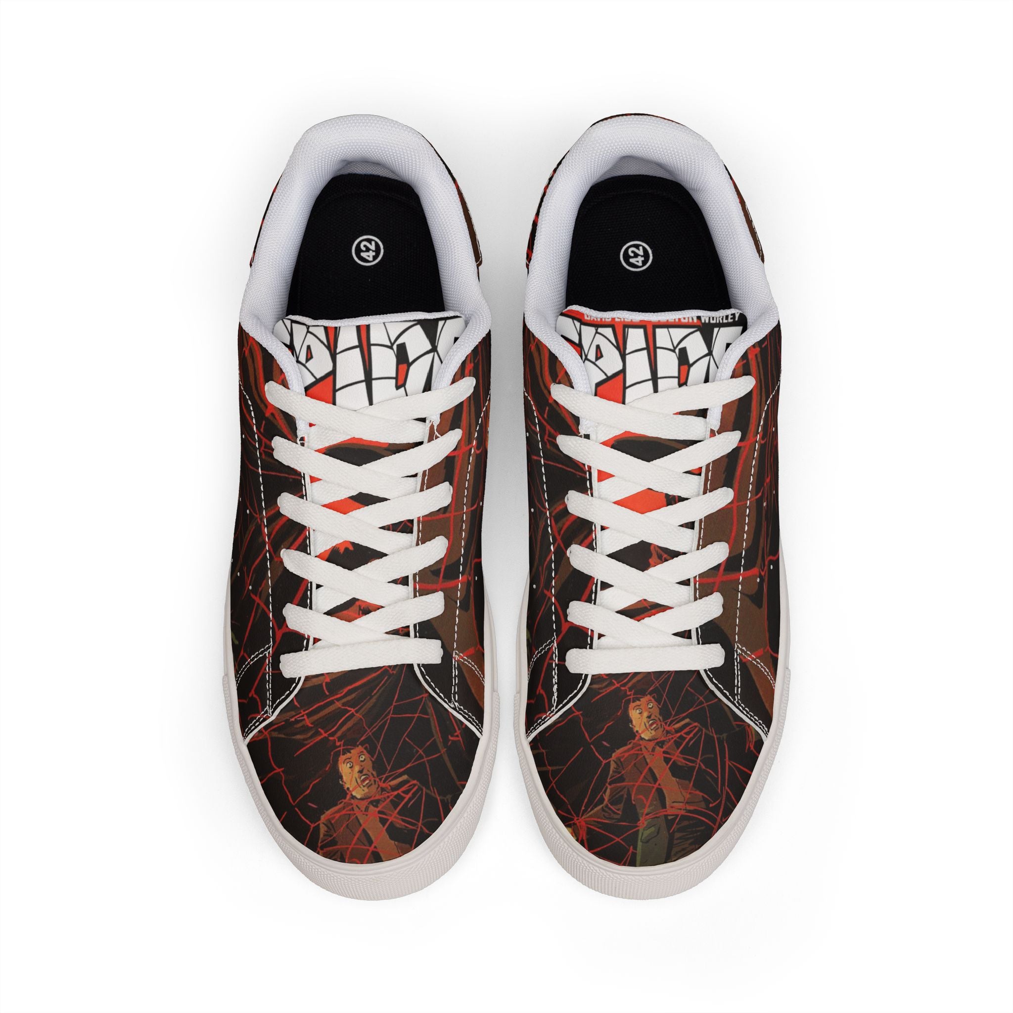 Low-Top Sneakers — Spider Comic Leather Sneakers for Men