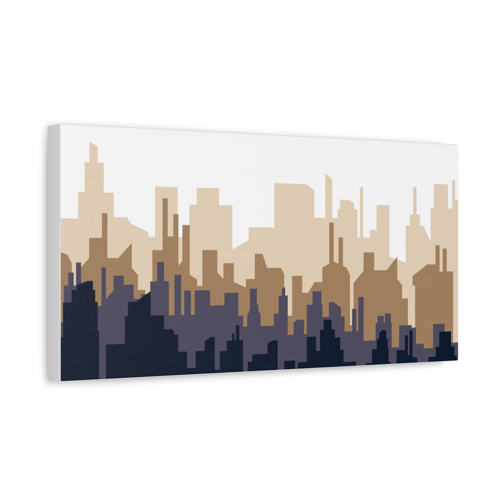 Neutral City Skyline Matte Canvas Wall Art — Minimalist Urban Home Decor