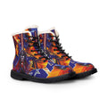 Women Fur-Lined Leather Boots — Fiery Stars Wars 1 Comic Print